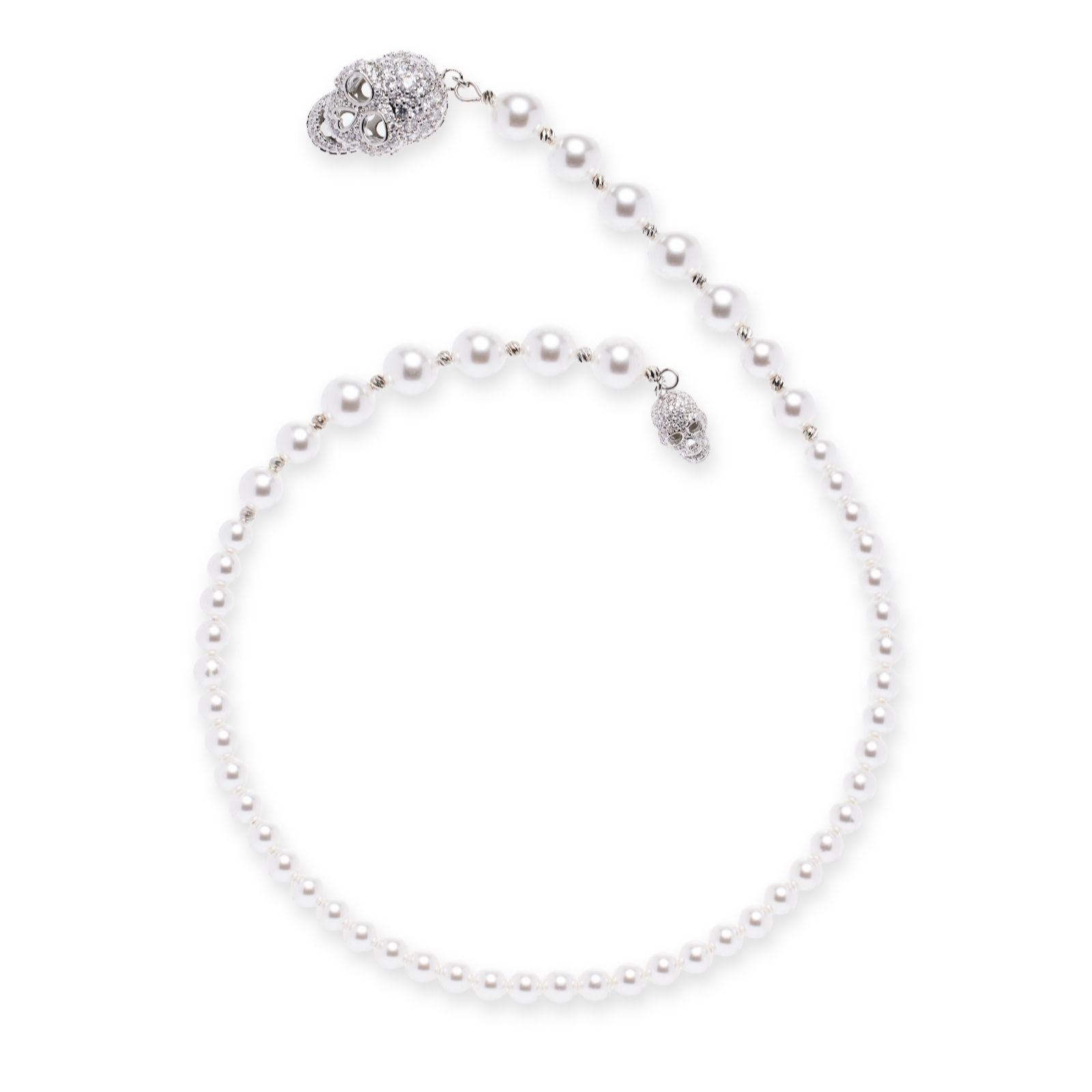 Butler & Wilson Jewellery Grey Butler & Wilson Wrap-Around Faux-Pearl Skull Necklace
