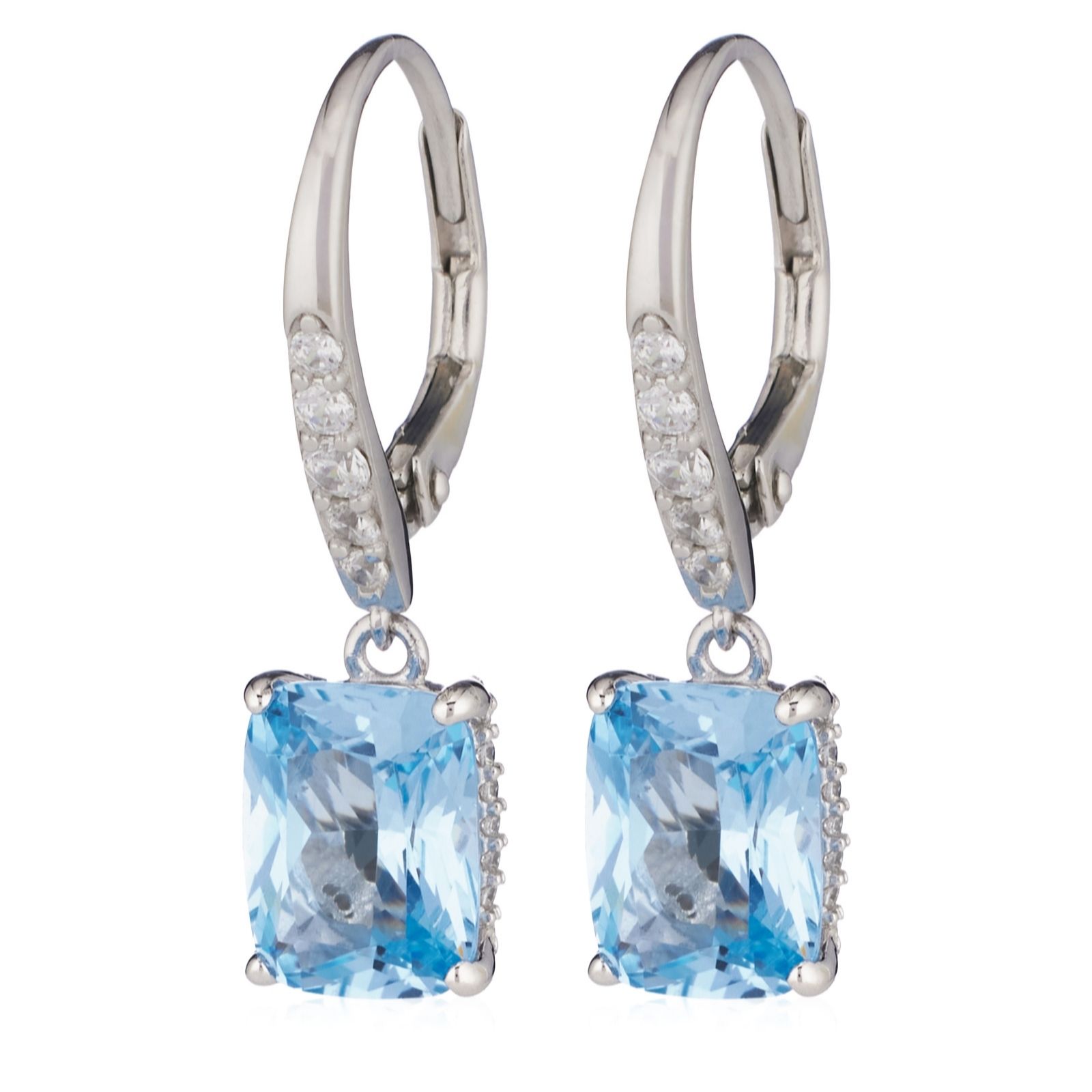 Diamonique 5.2ct tw Simulated Gemstone Leverback Earrings Sterling...