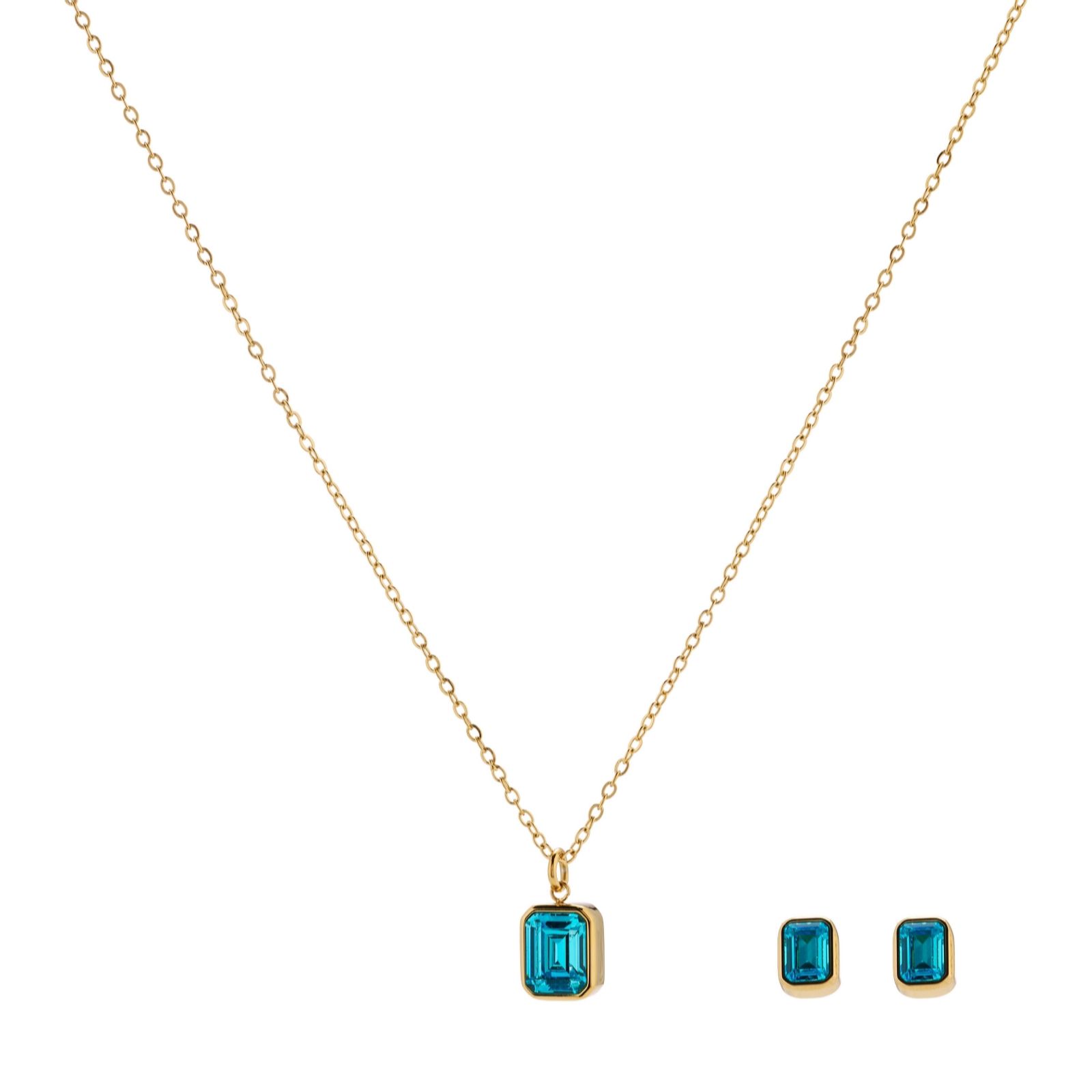 Steel by Diamonique X Sara Davies Birthstone Necklace & Earring Set...