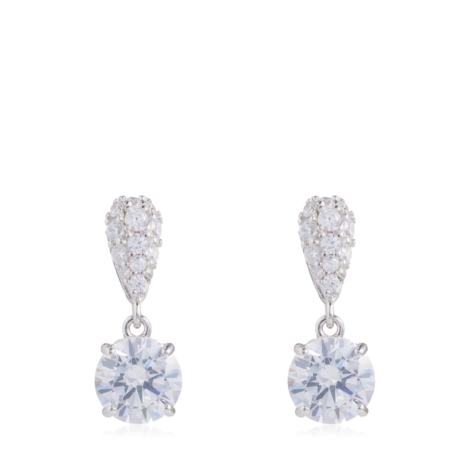 Diamonique 1.64ct Simulated Gemstone Pave Stud Drop Earrings Sterli...