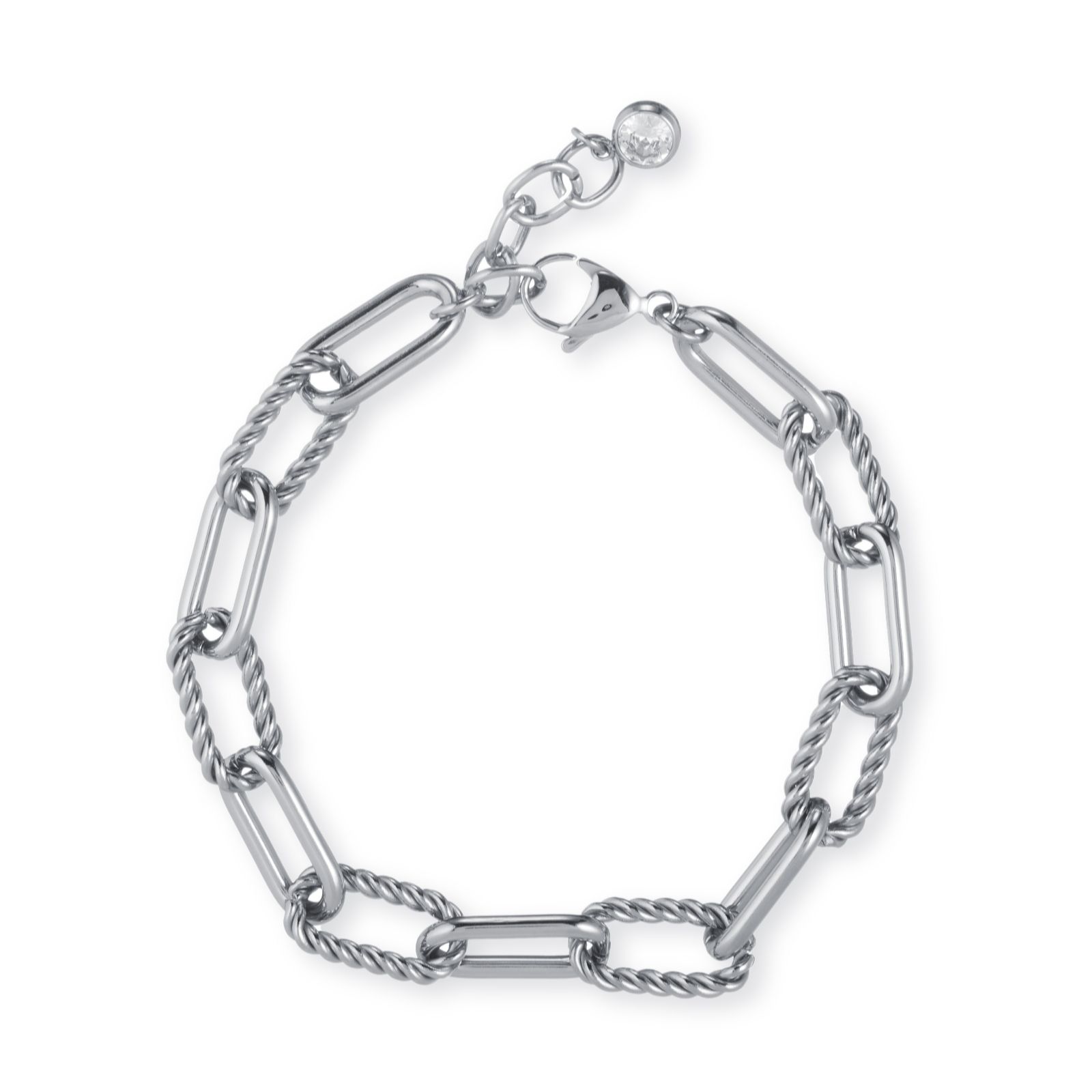 Steel by Diamonique Textured Chain Link Bracelet Stainless Steel