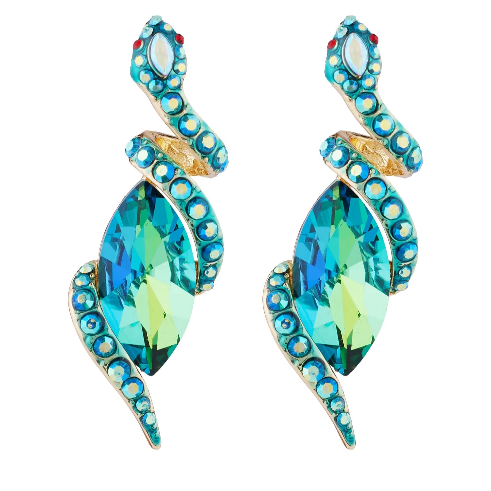 Butler & Wilson Jewellery Clear Aurora Borealis Butler & Wilson Coiled Serpant Earrings