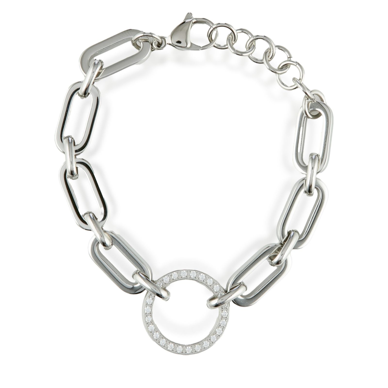 Steel by Diamonique Stone Set Circle Bracelet Stainless Steel