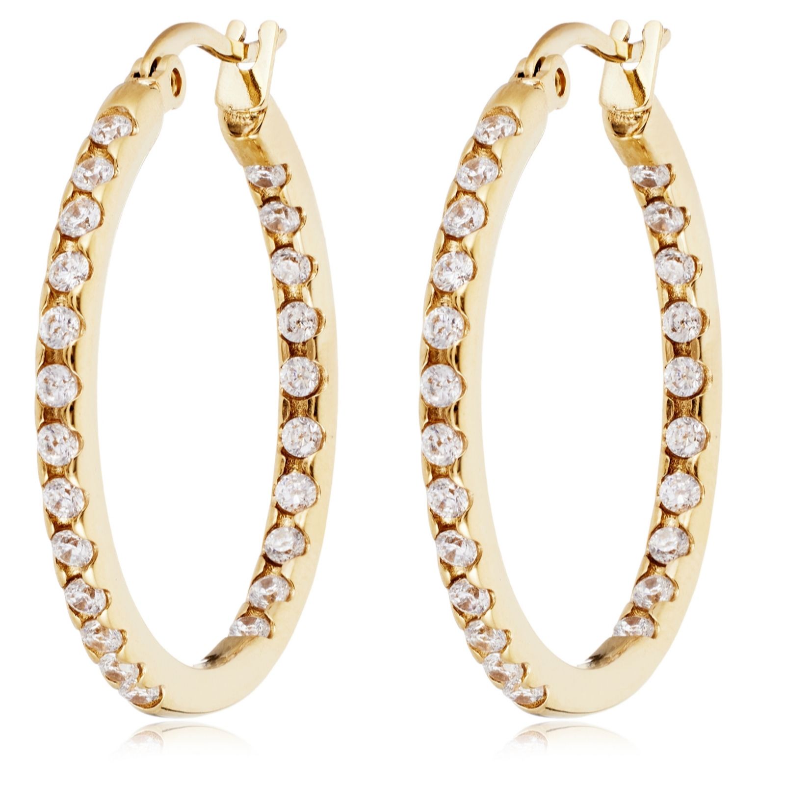 Steel by Diamonique Pave Hoop Earrings Stainless Steel