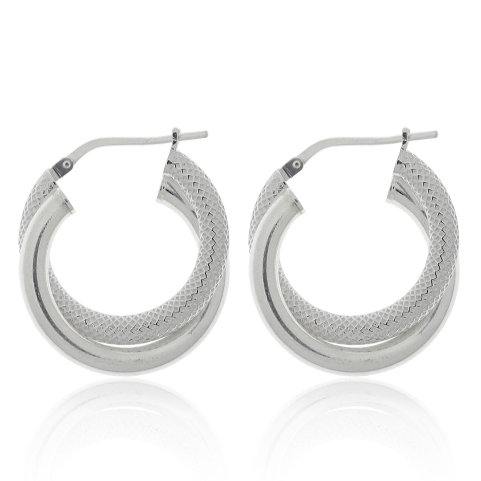 Nina B Double Hoop Earrings Sterling Silver