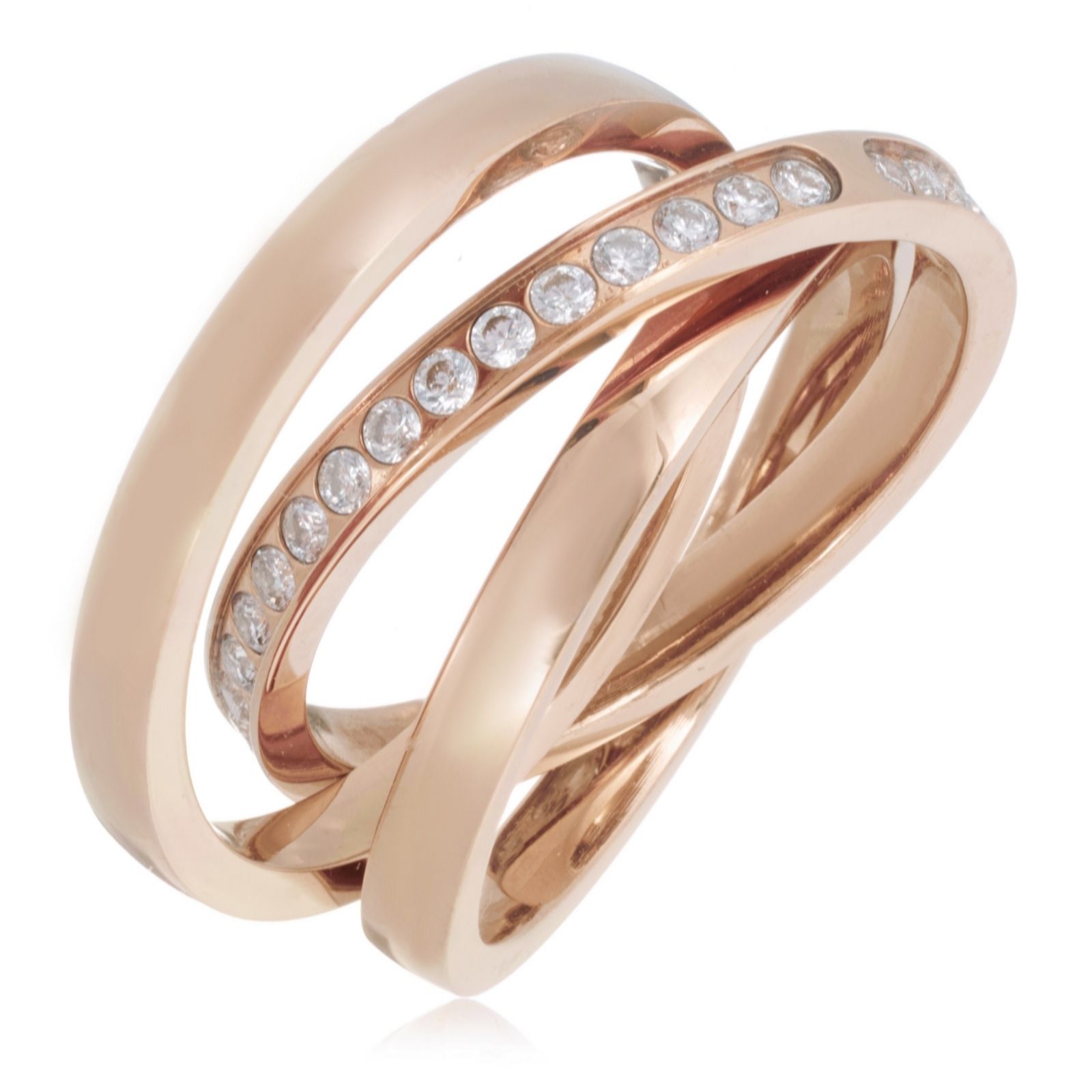 Steel by Diamonique Trinity Interlocking Ring Stainless Steel