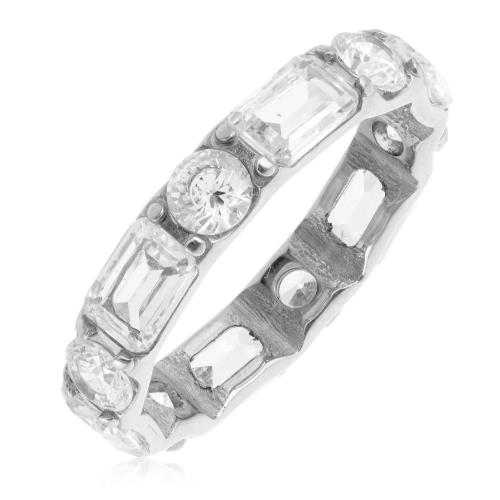 Steel by Diamonique Emerald & Round Cut Ring Stainless Steel