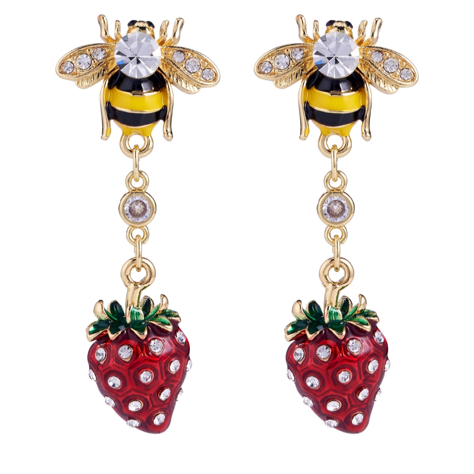Butler & Wilson Jewellery Gold Butler & Wilson Strawberry & Bee Earrings