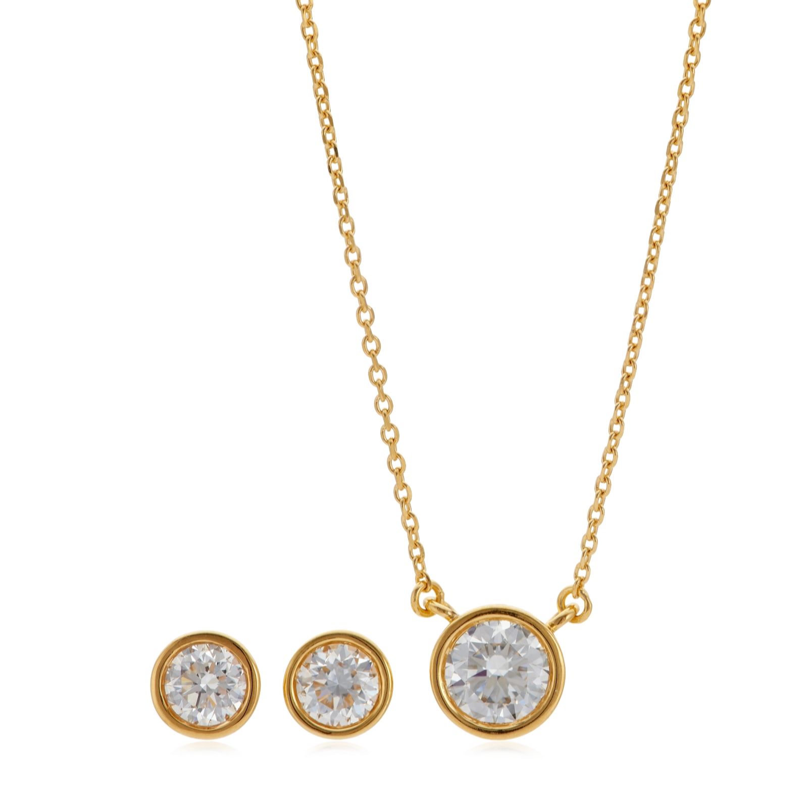 Fire Light 1ct Lab Grown Diamond Earring and Pendant Set 18ct Gold...