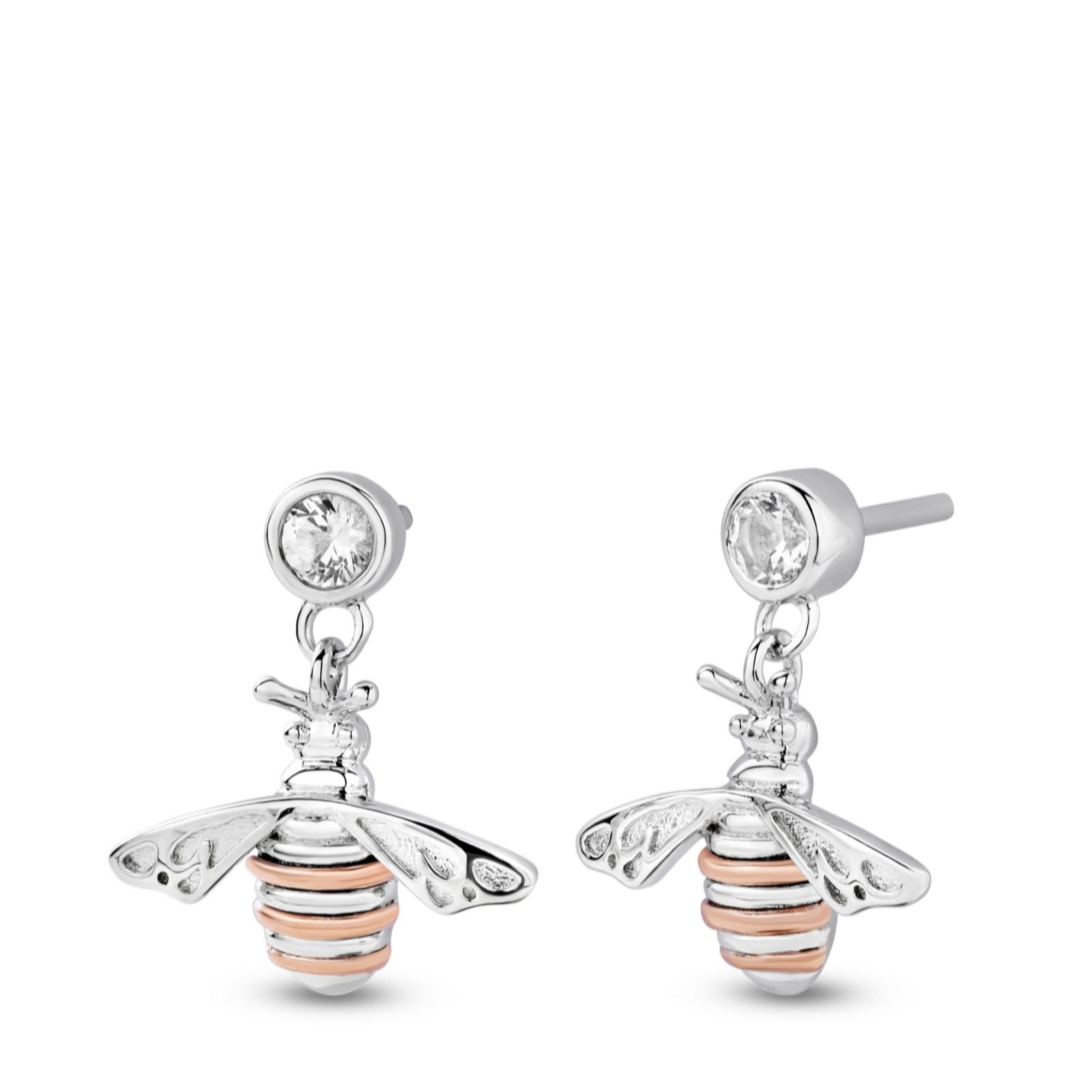 Clogau Nature's Wonder Sterling Silver Honey Bee Drop Earrings Topaz