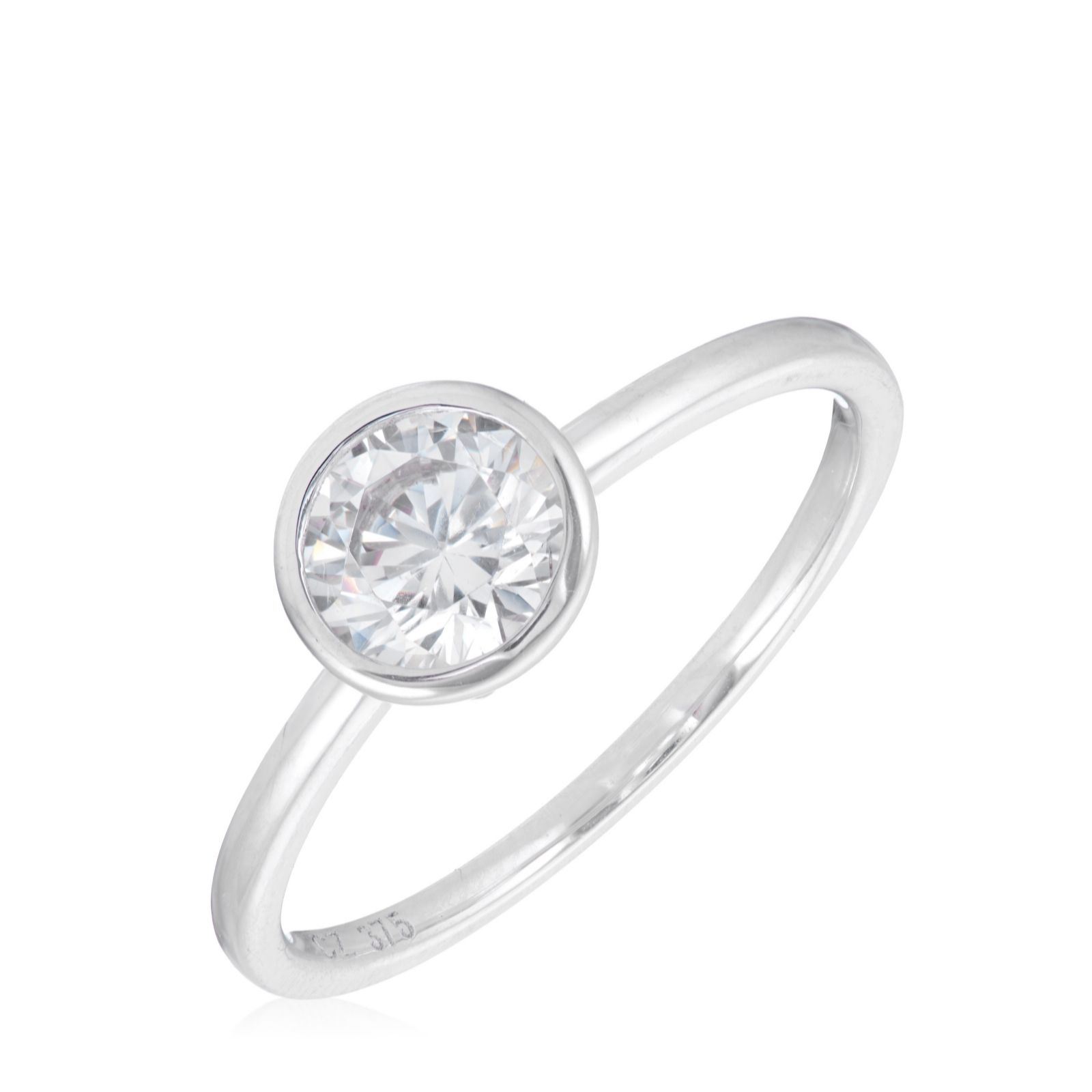 Diamonique 1.1ct tw Bezel Set Solitaire Ring 9ct Gold