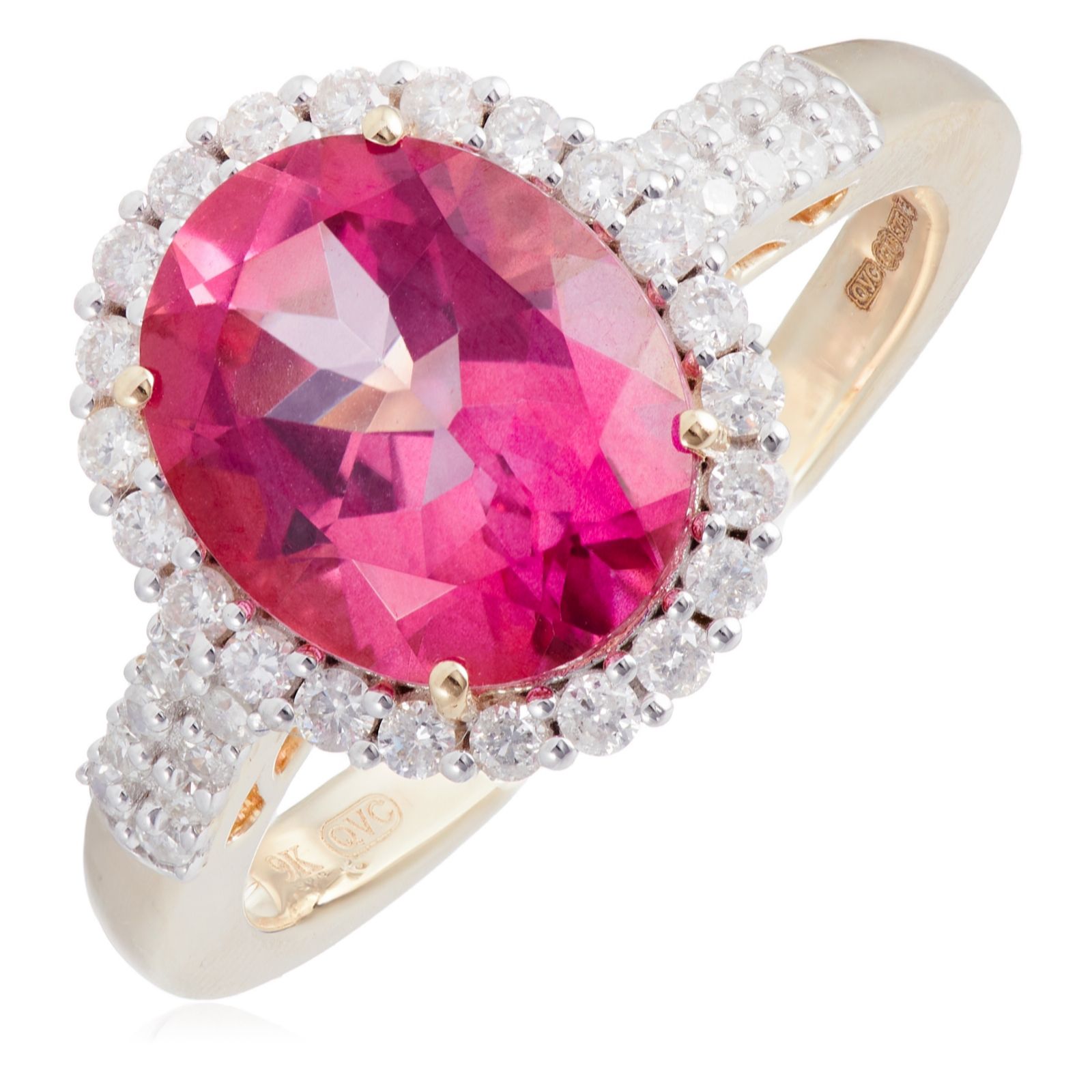 4.05ct Pink Topaz and 0.42ct Diamond Ring 9ct Gold