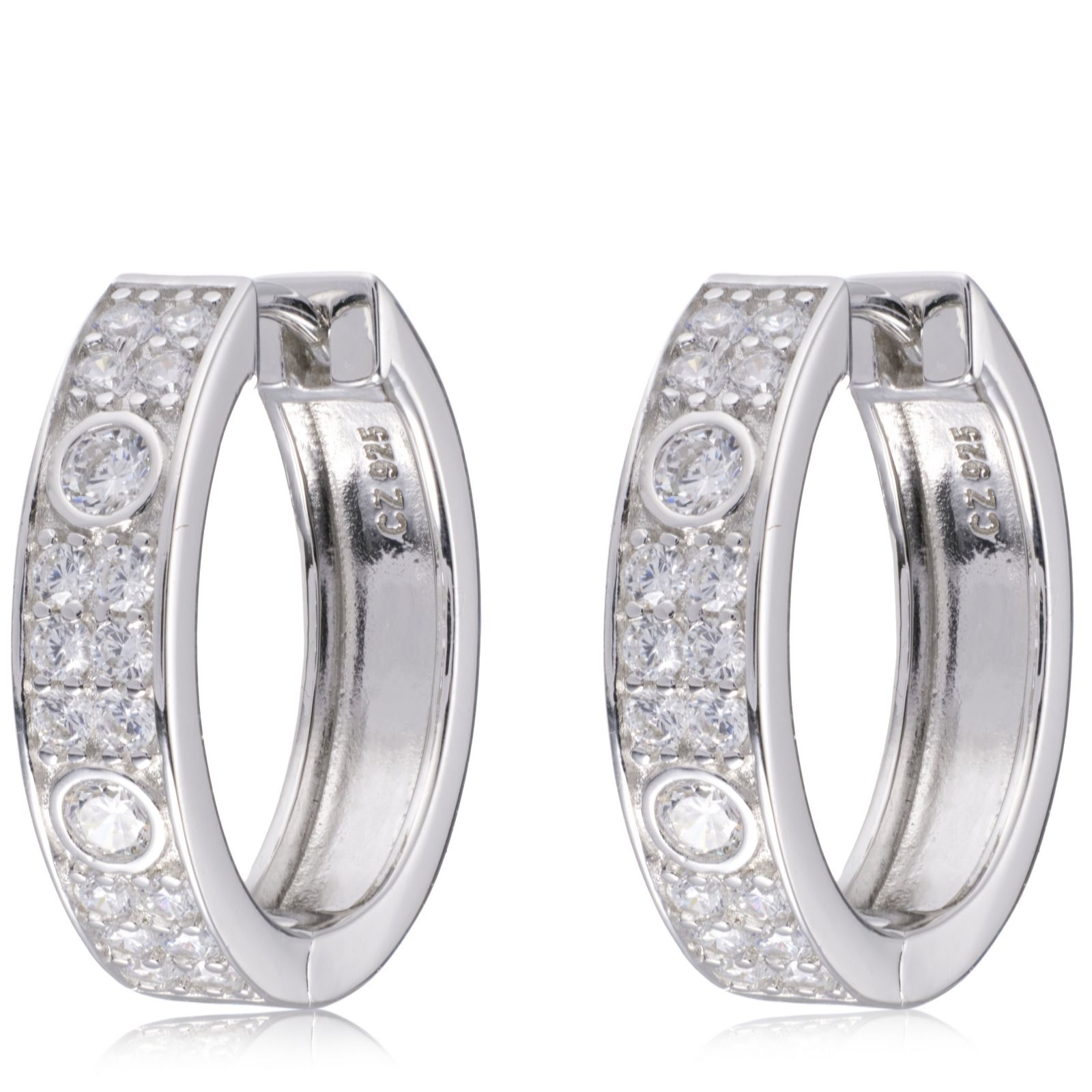 Diamonique 0.9ct tw Pave Huggie Earrings Sterling Silver