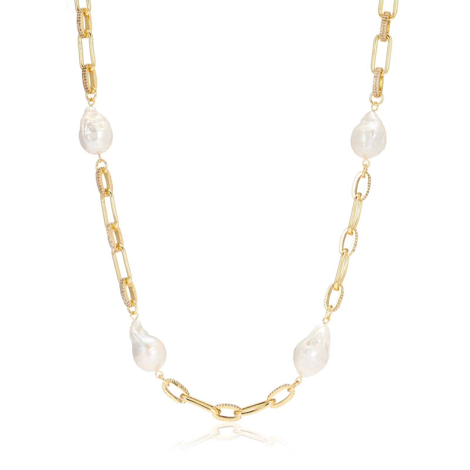 Butler & Wilson Baroque Pearl and Figaro Chain Necklace