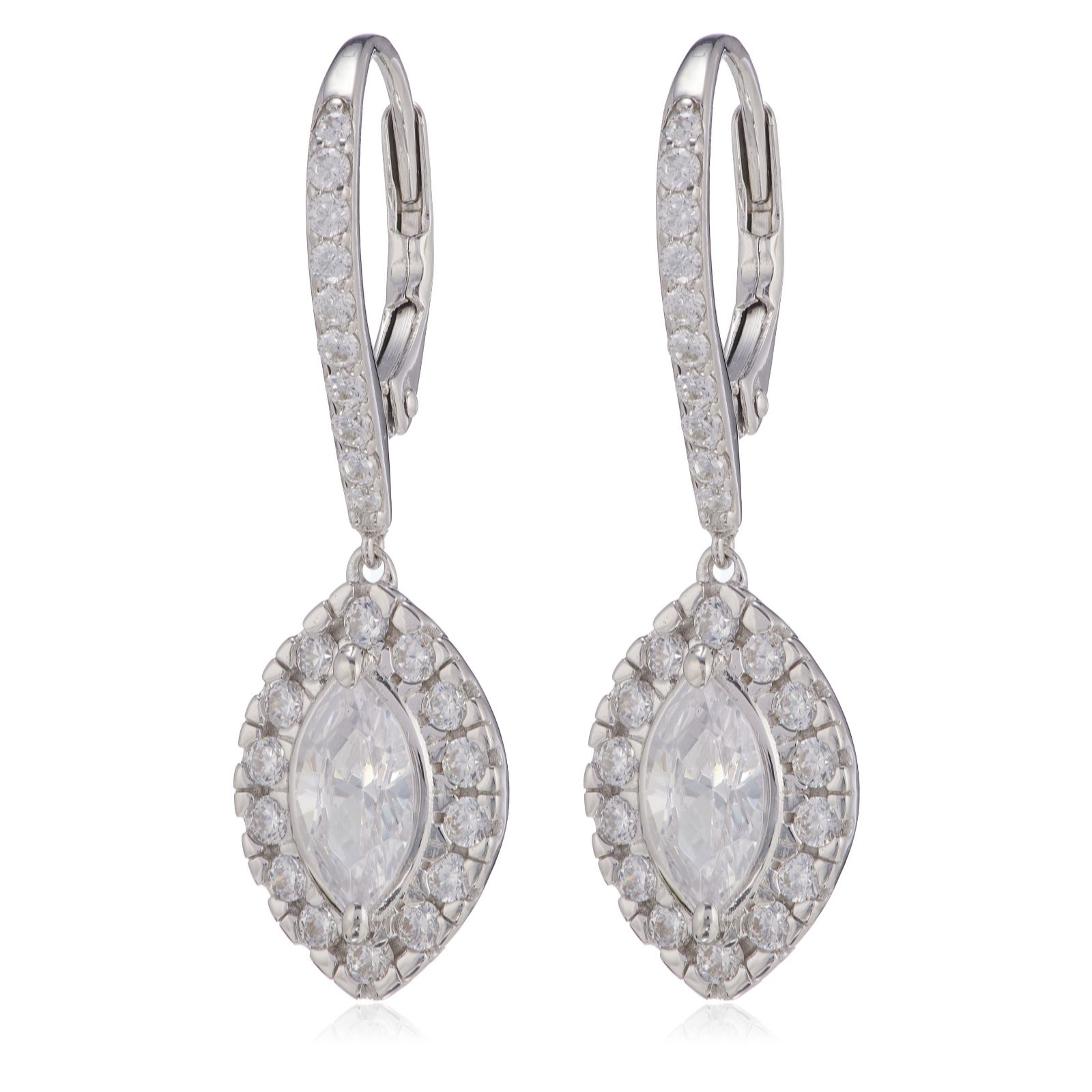 Diamonique 2.46ct tw Marquise Drop Earrings Sterling Silver