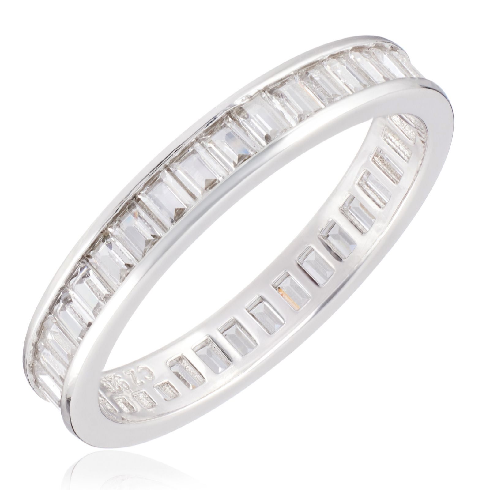 Diamonique 1ct tw Platinum Plated Baguette Cut Eternity Ring Sterli...