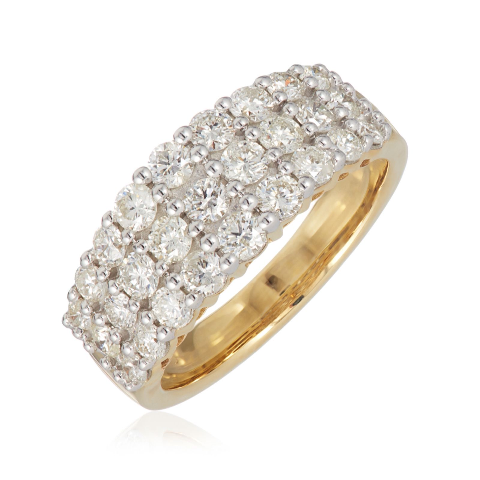 1.50ct Diamond Triple Row Band Ring 9ct Gold