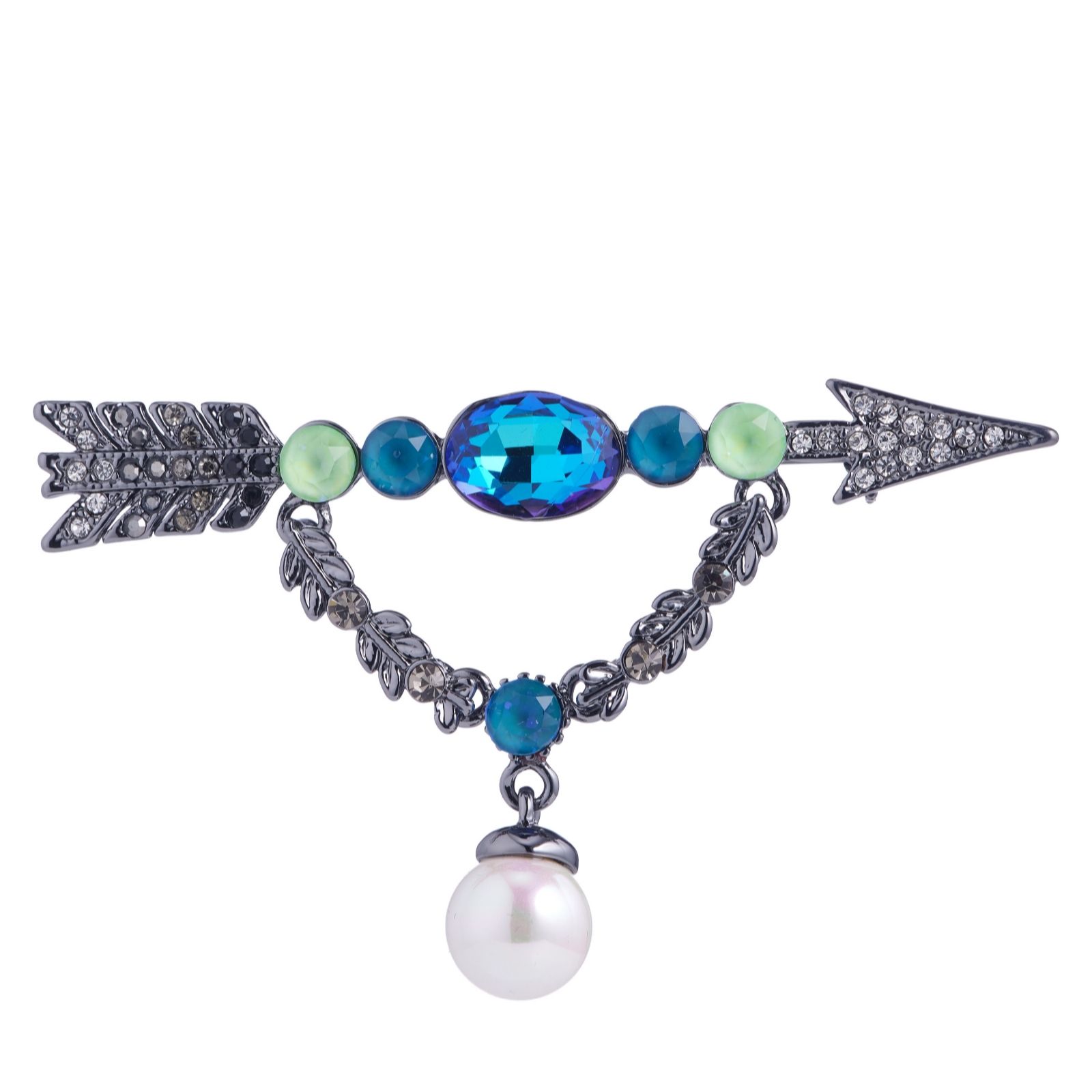 Butler & Wilson Jewellery Pewter Butler & Wilson Arrow & Faux Pearl Brooch
