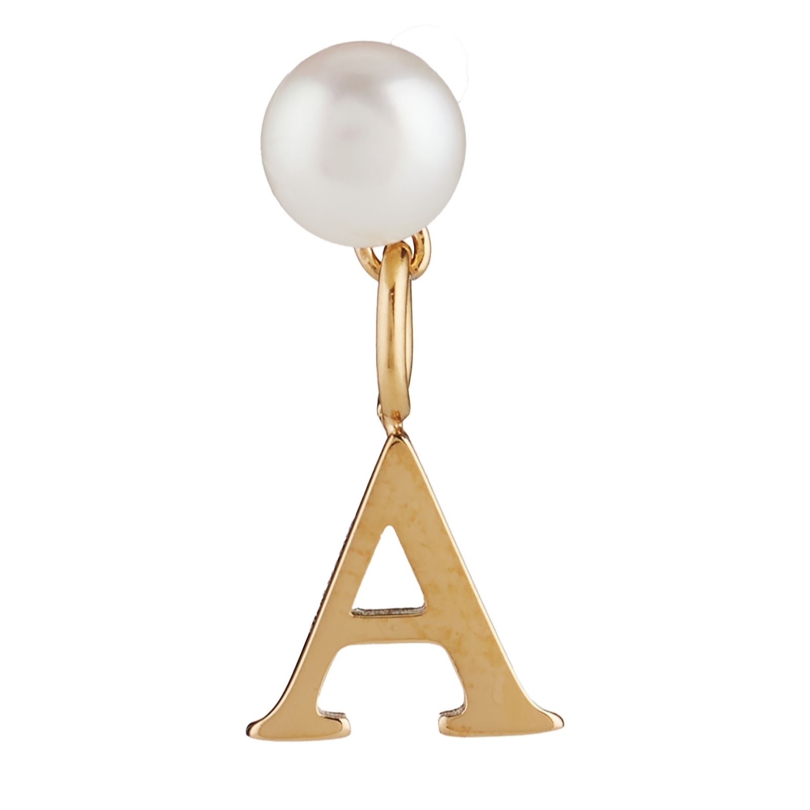 Larapearl I Lara Pearl Button Pearl Nitial Stud Single Earring Stainless Steel