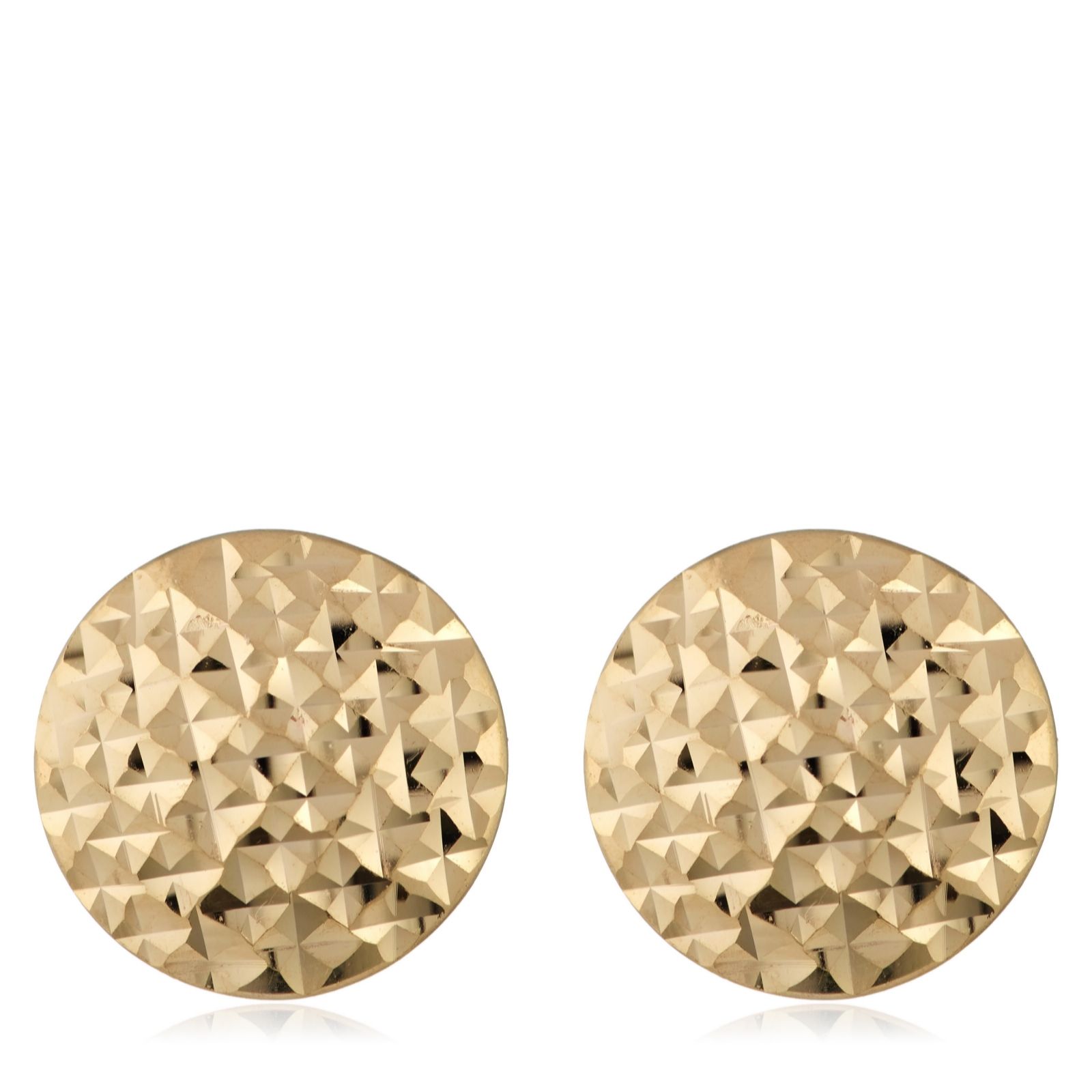 GOLD 9ct Yellow Gold 7.5mm Diamond Cut Pyramid Button Stud Earrings...