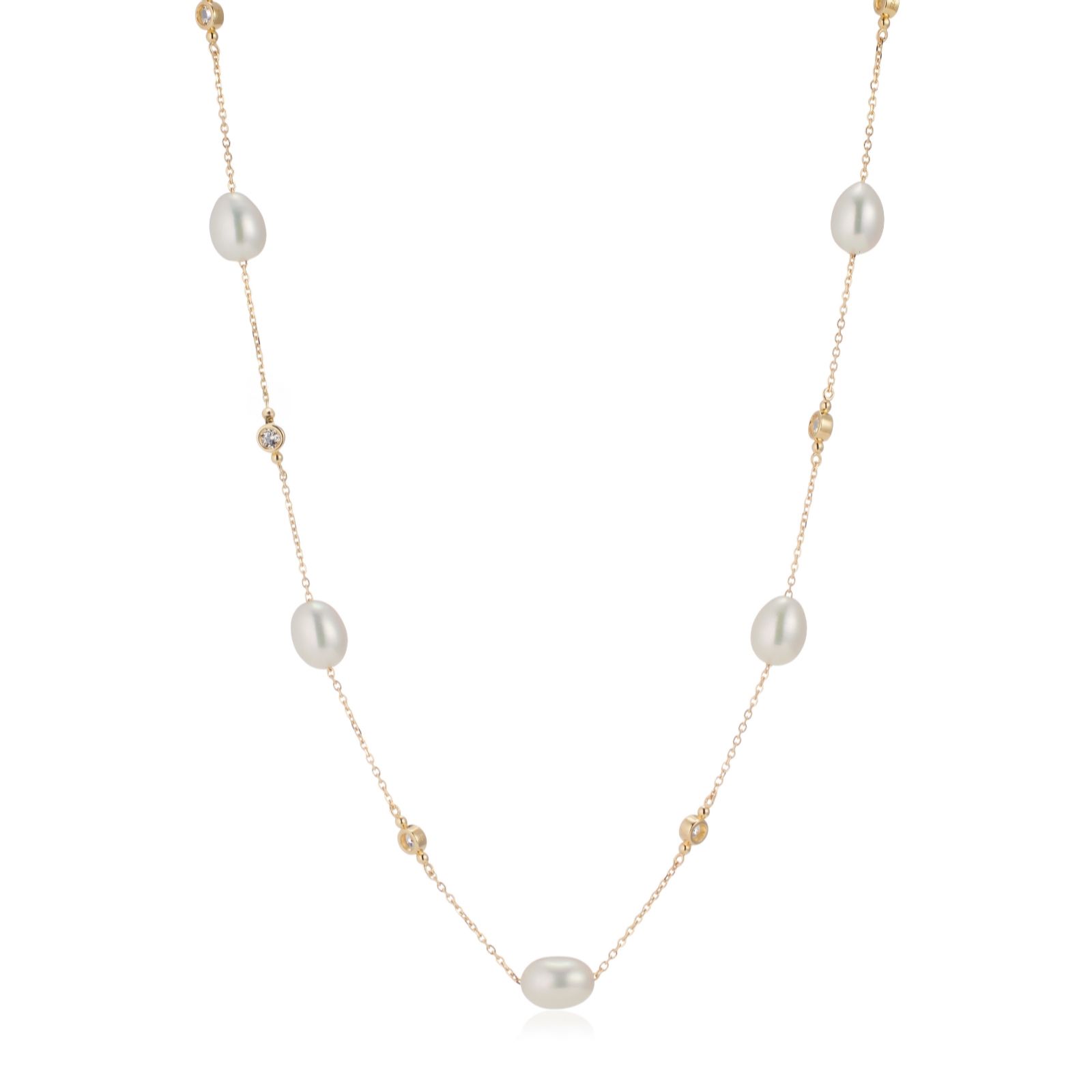 Larapearl Black Pearl Rhodium Plated Lara Pearl 7-8Mm Freshwater Pearl & White Topaz Necklace Sterling S...