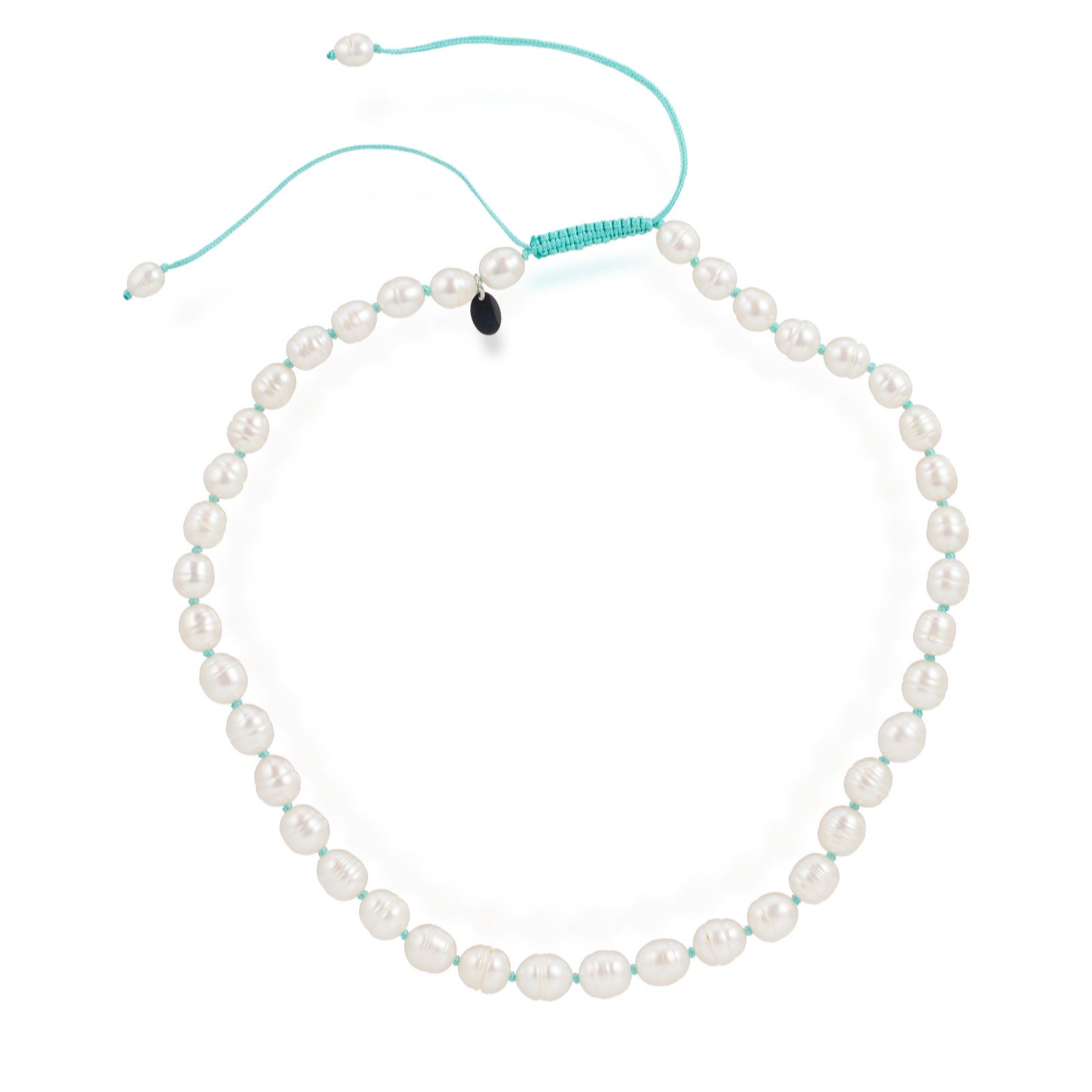 Larapearl White,Turquoise Lara Pearl Fresh Water Oval Pearl Cord Necklace