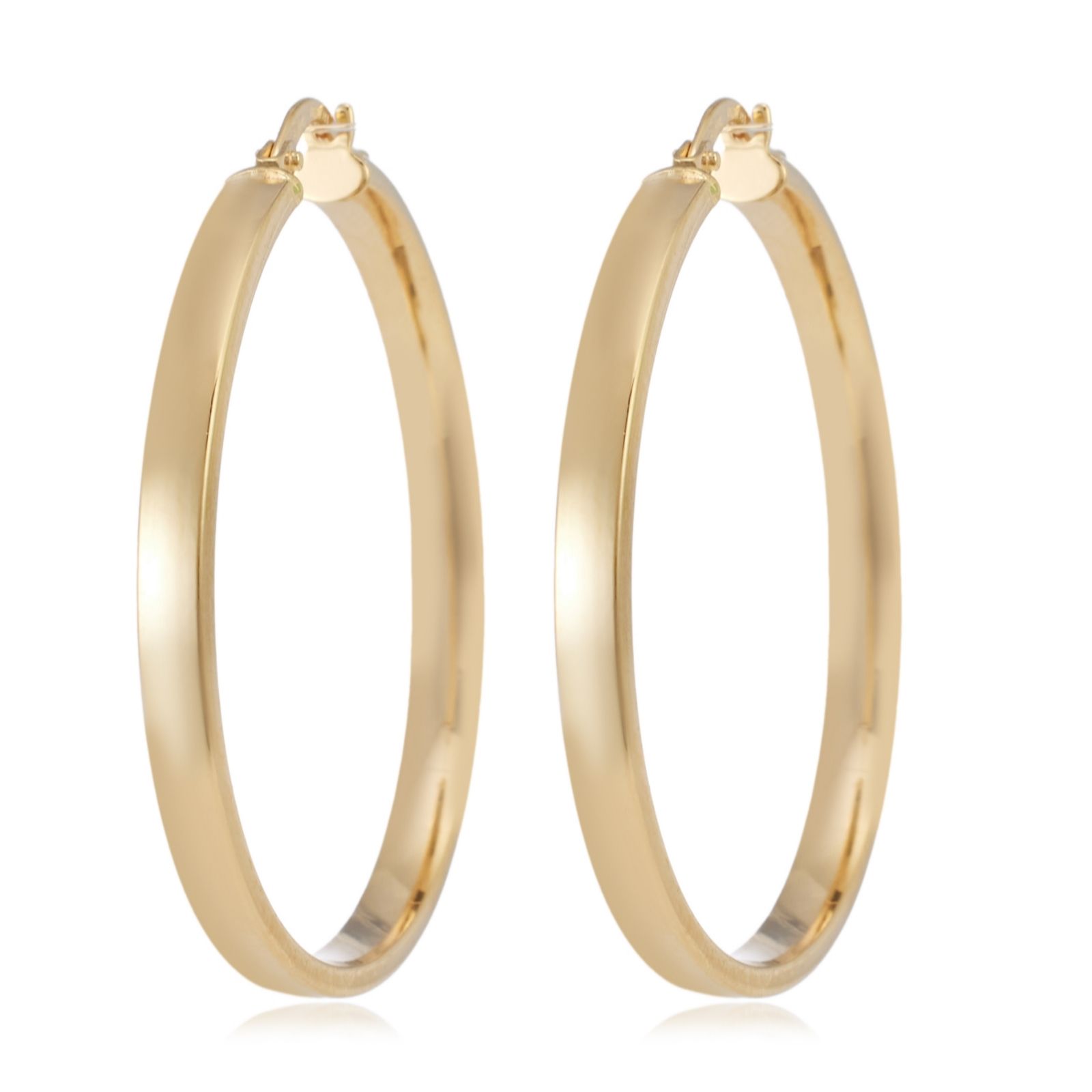 GOLD 9ct Rectangular 30mm Tube Polished Hoop Creole Earrings 1.9g