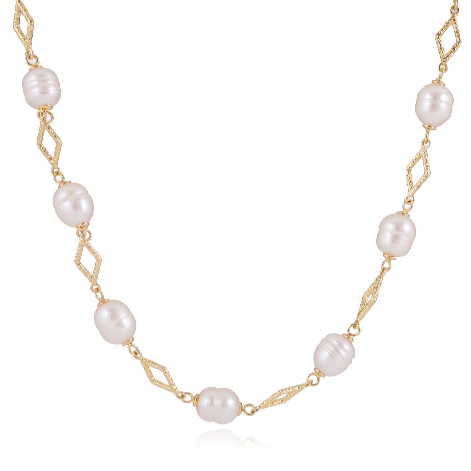 Larapearl Chocolate Goldtone Lara Pearl 7-8Mm Potato Pearl & Chain Link Necklace