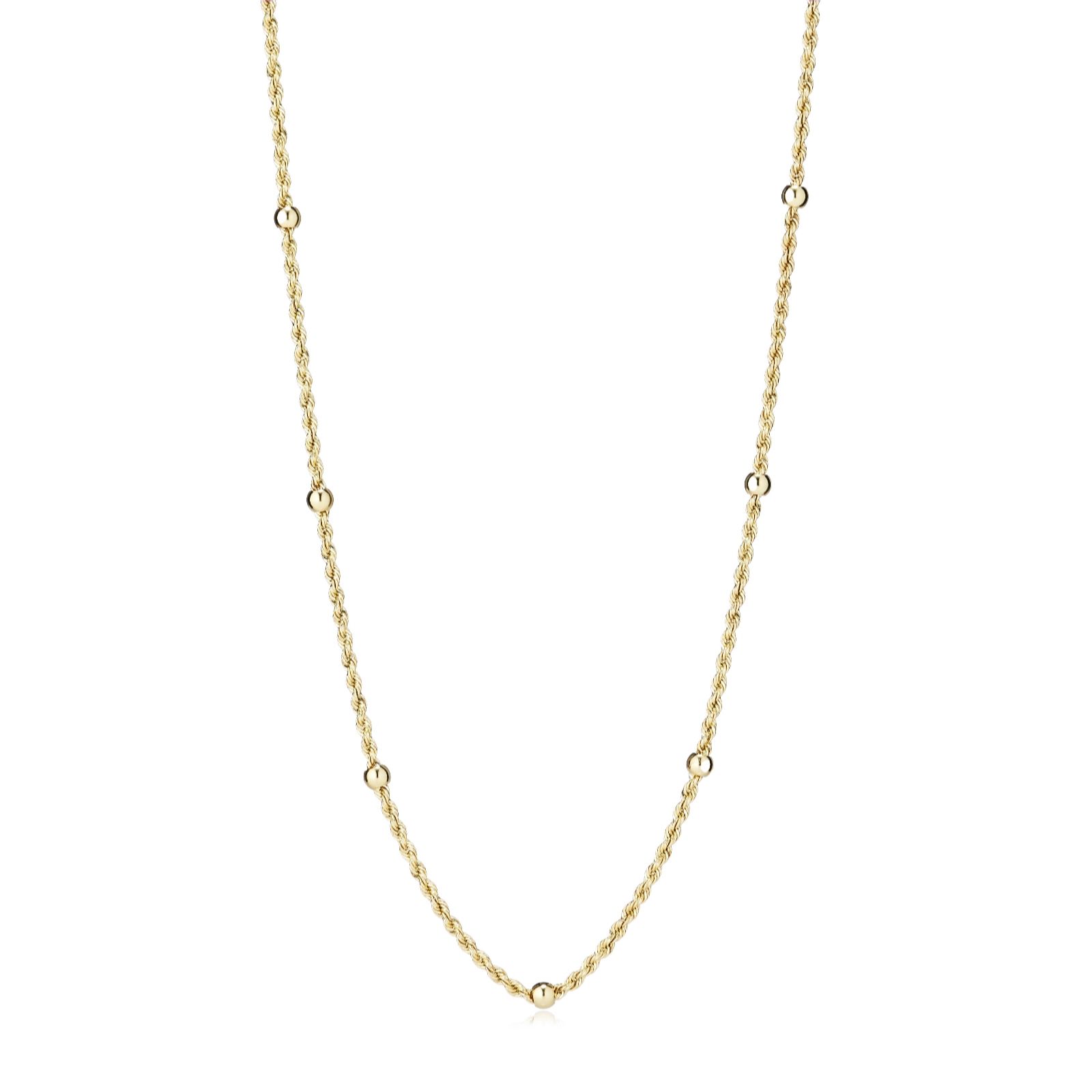 GOLD 9ct Yellow Gold Ball and Rope Link Necklace
