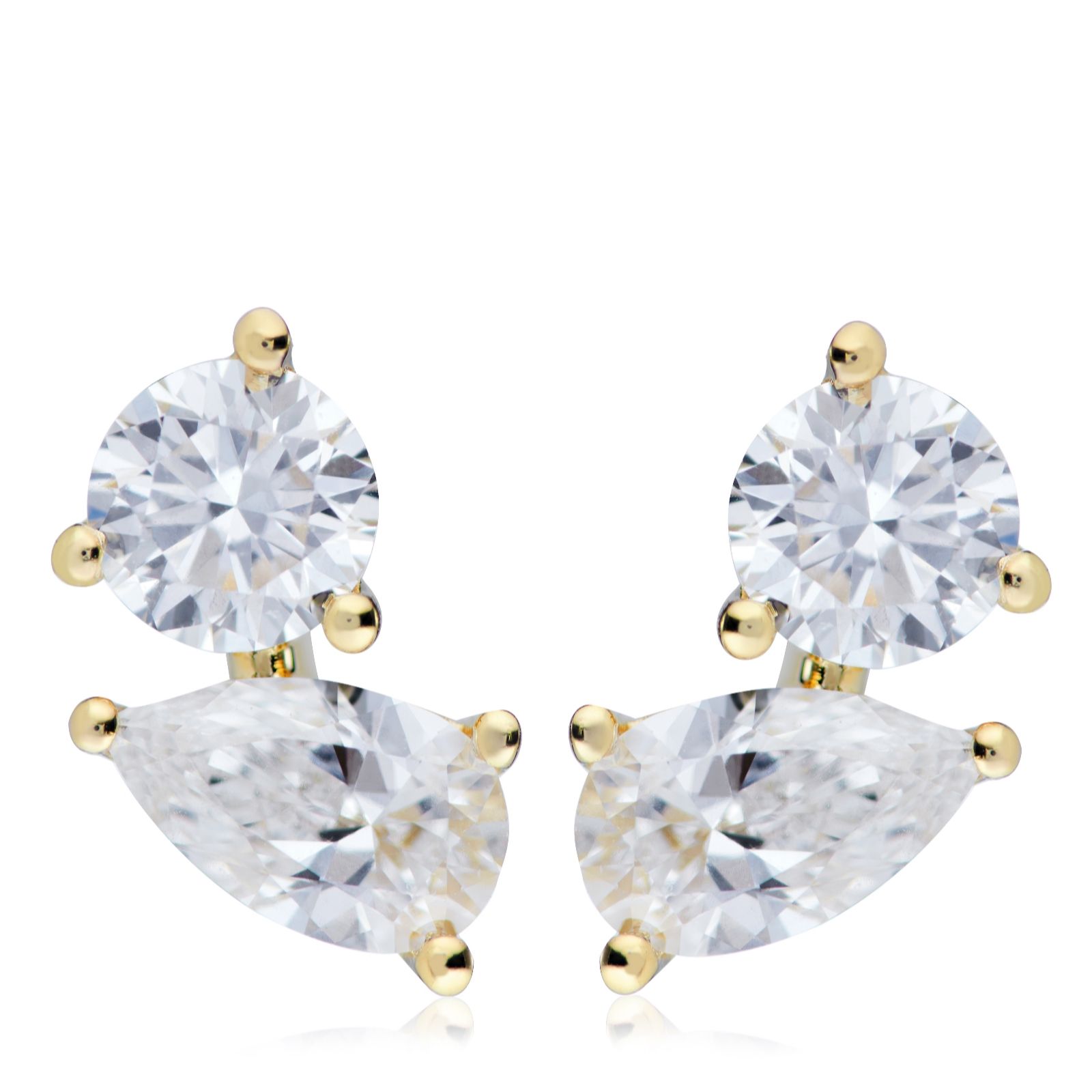 Fire Light 1ct Lab Grown Diamond Toi et Moi Stud Earrings 9ct Gold