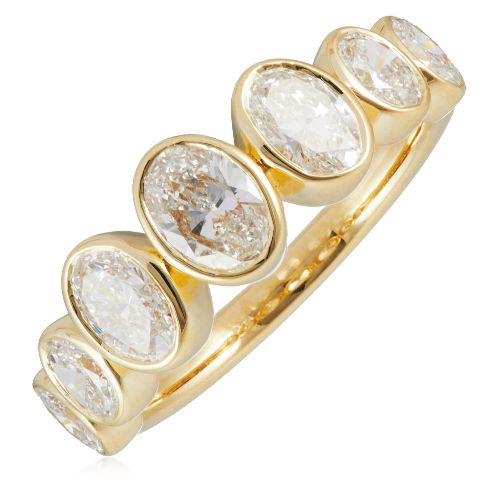 Fire Light 2ct Lab Grown Diamond Oval Bezel Set 7 Stone Ring 9ct Gold