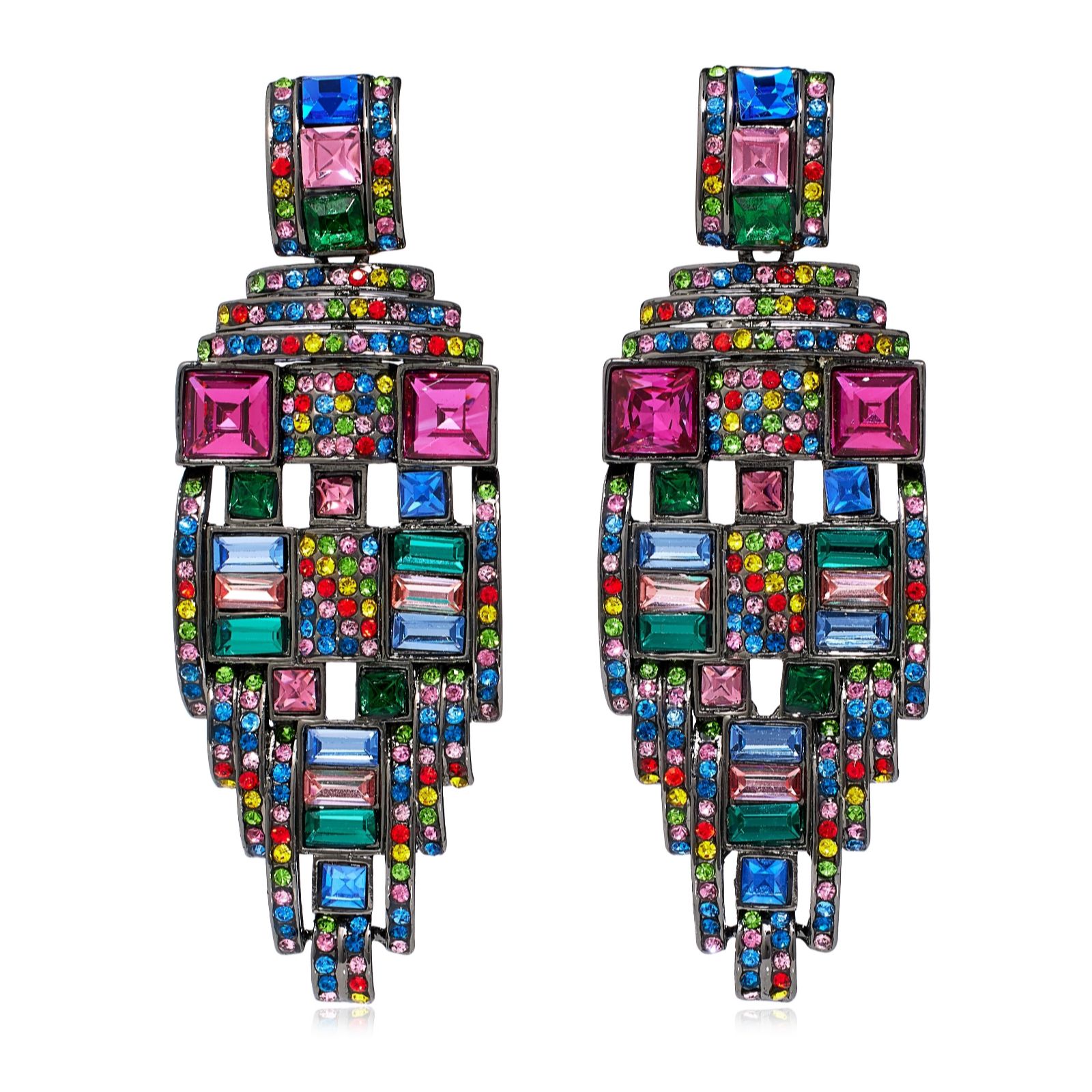 Butler & Wilson Jewellery Pewter Butler & Wilson Art Deco Drop Earrings