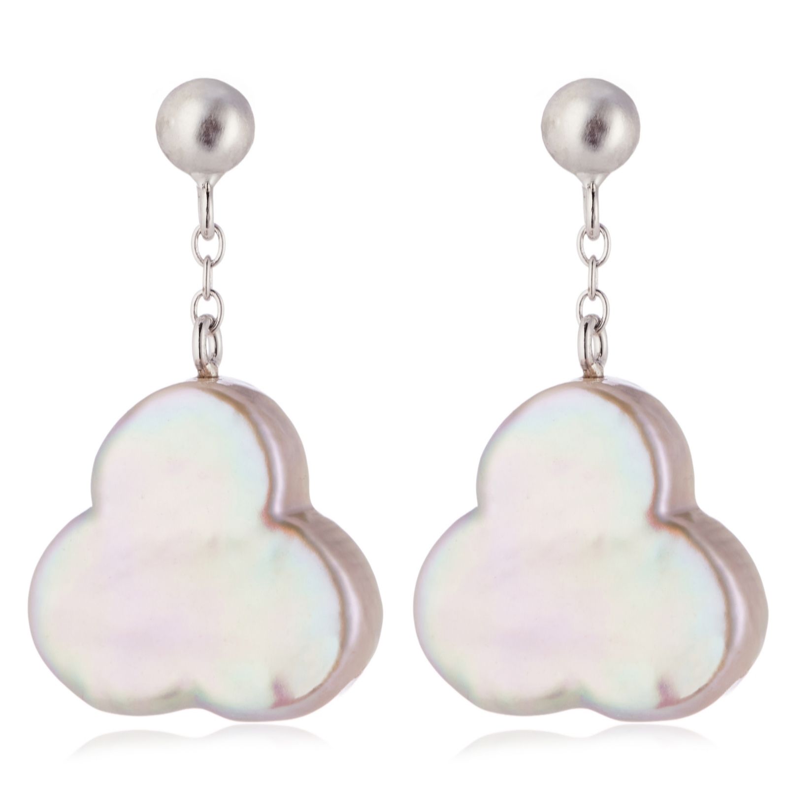 Lara Pearl Private Reserve Cloud Shaped Coin Pearl Earrings Sterlin...