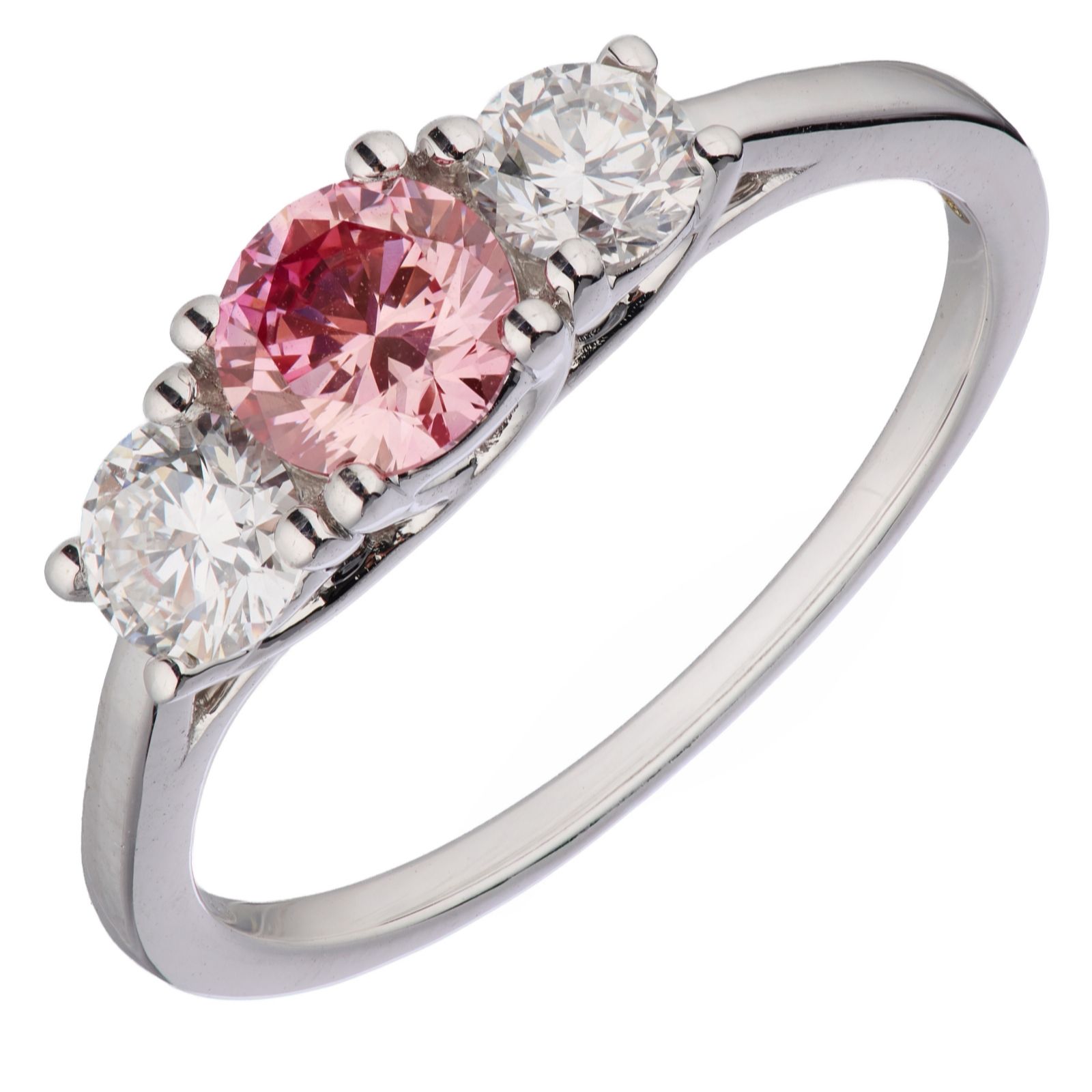 Fire Light 1ct Lab Grown Pink Diamond Trilogy Ring 9ct Gold