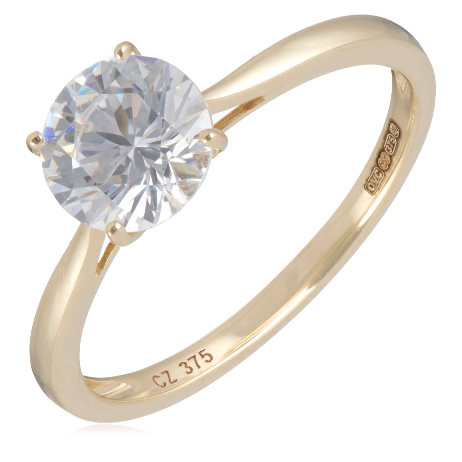 Diamonique 1.5ct tw Solitaire Ring 9ct Gold
