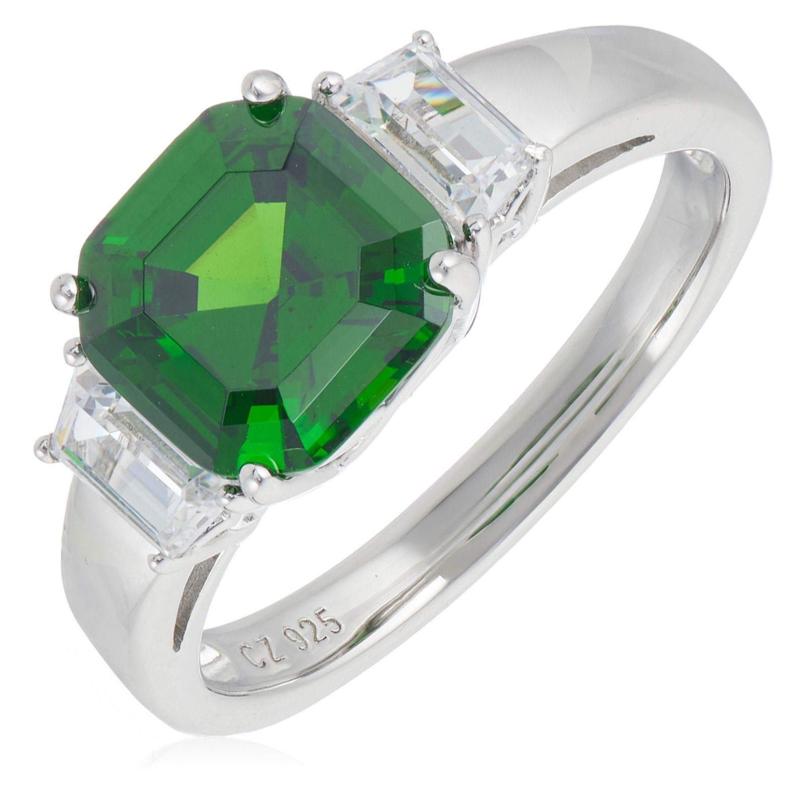 Diamonique 2.6ct Ascher Cut Ring Sterling Silver