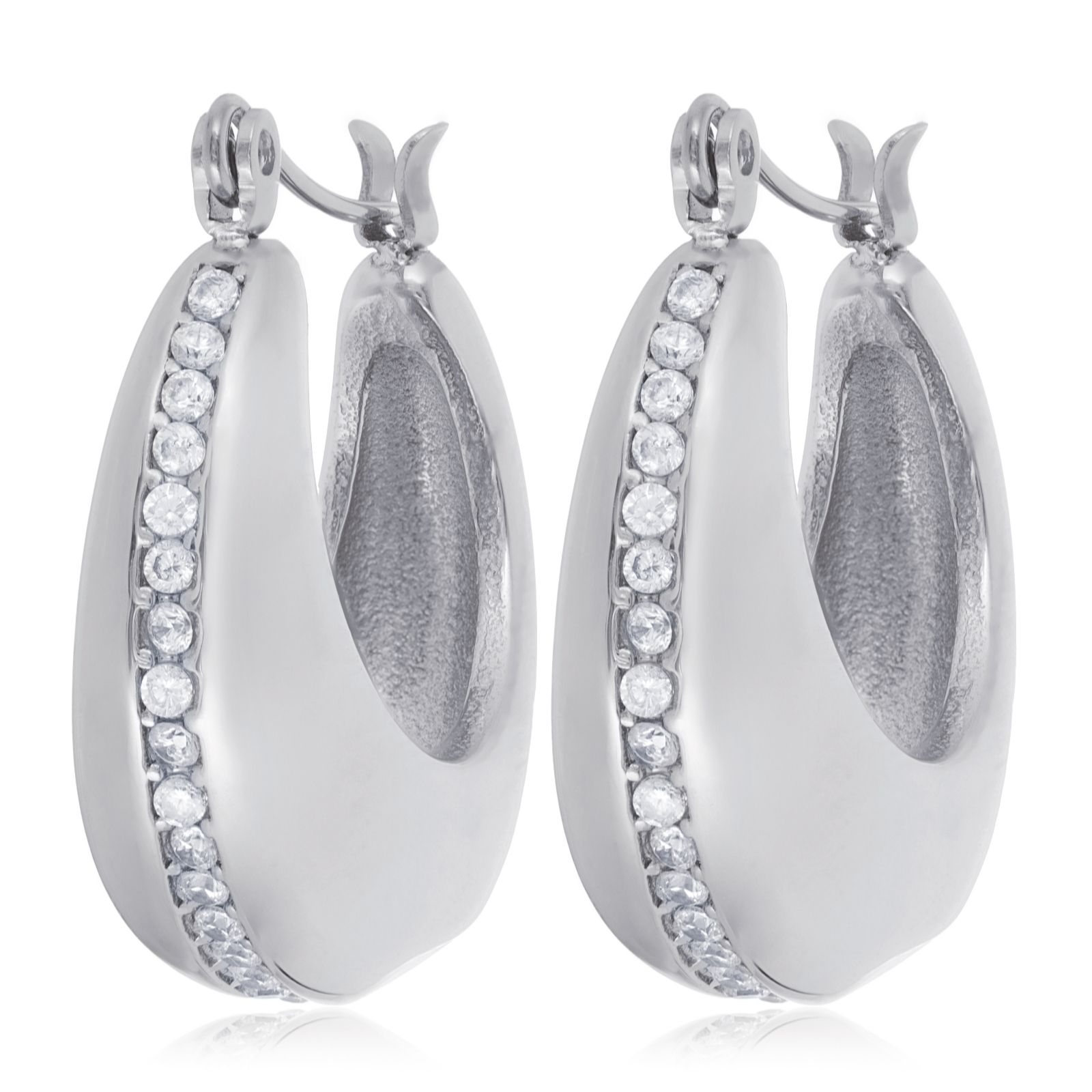 Steel by Diamonique Chunky Hoop Earrings Stainless Steel