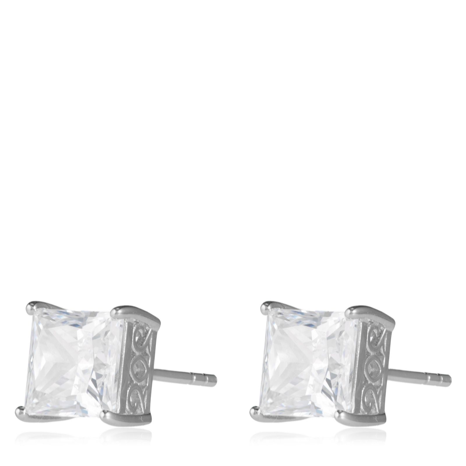 Diamonique 3.5ct Princess Cut Stud Earrings Sterling Silver