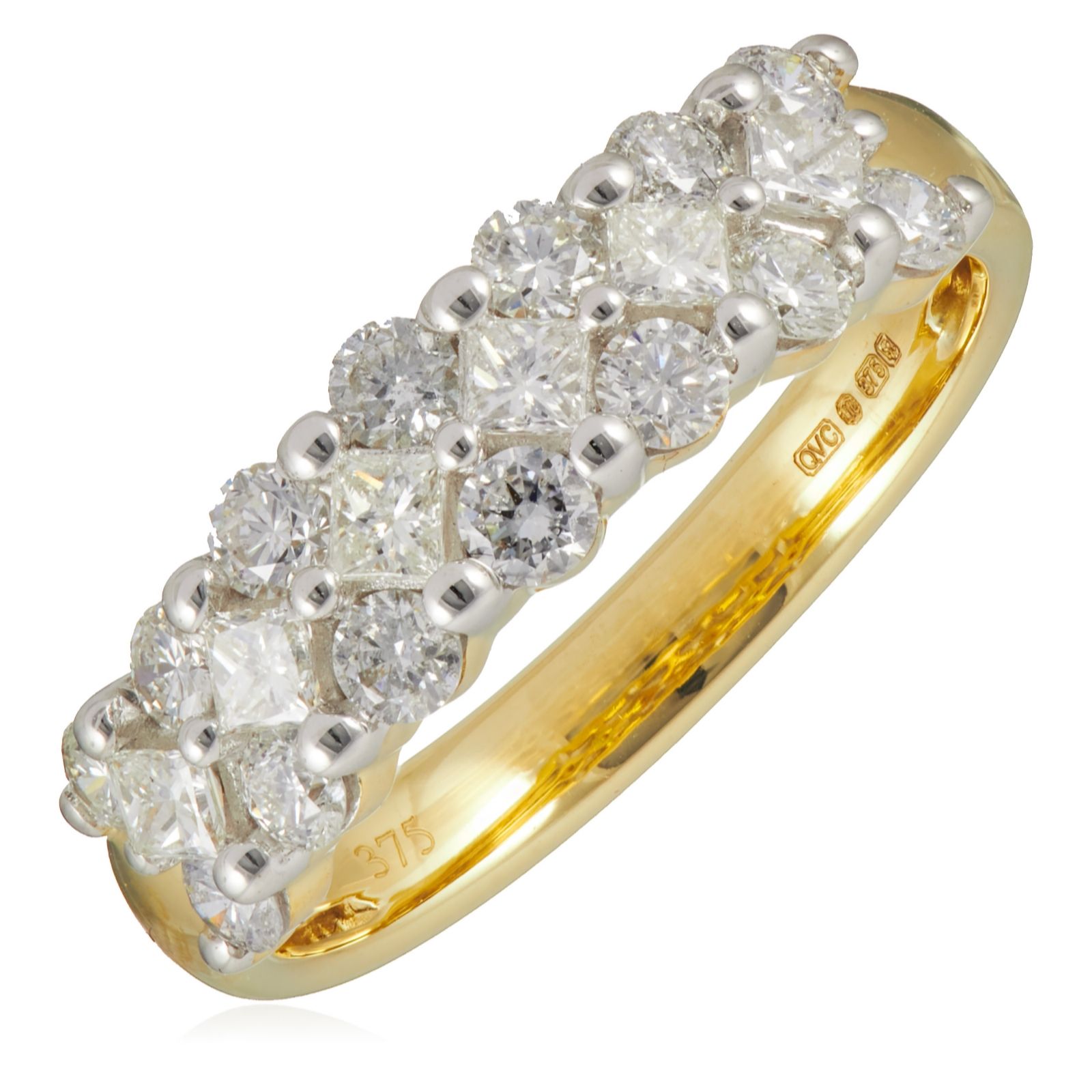 1ct Mixed Cut Diamond Band Ring 9ct Gold