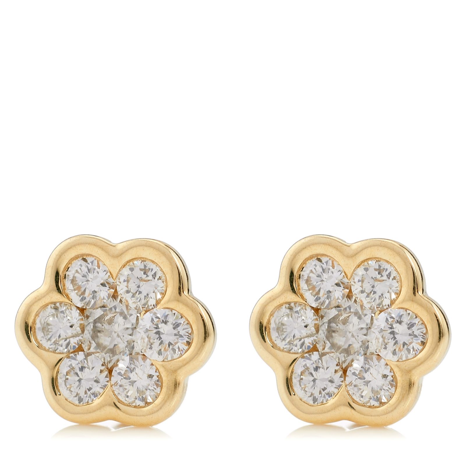 0.35ct Diamond Bezel Set Cluster Stud Earrings 9ct Gold