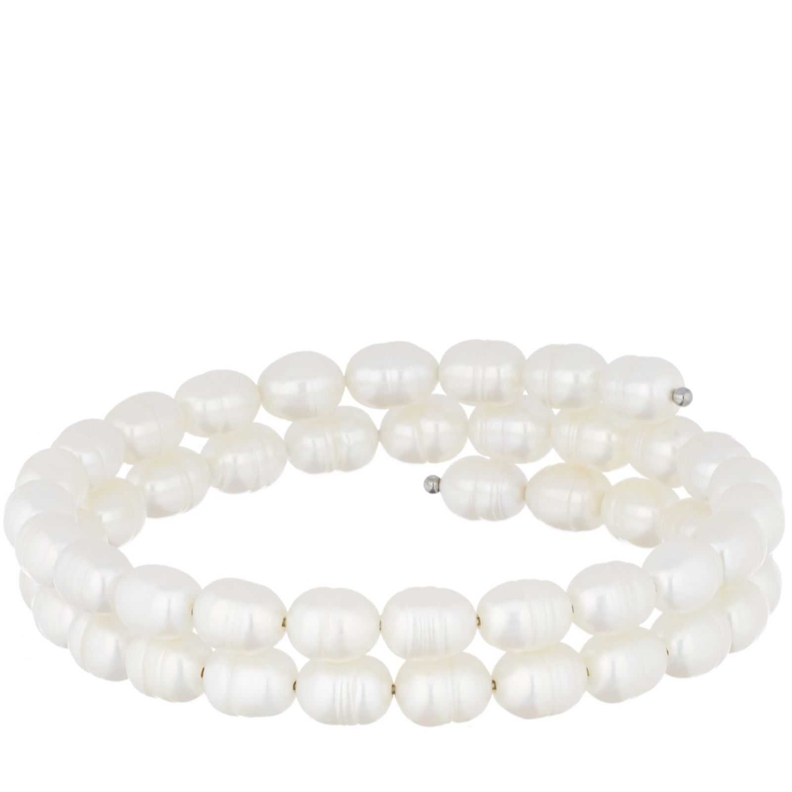 Larapearl Black Lara Pearl 6-7Mm Oval Pearl Wrap Bracelet Stainless Steel