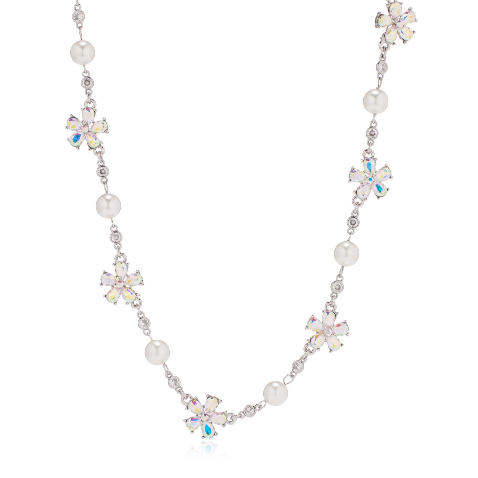 Butler & Wilson Jewellery Gold Butler & Wilson Faux Pearl Floral Necklace