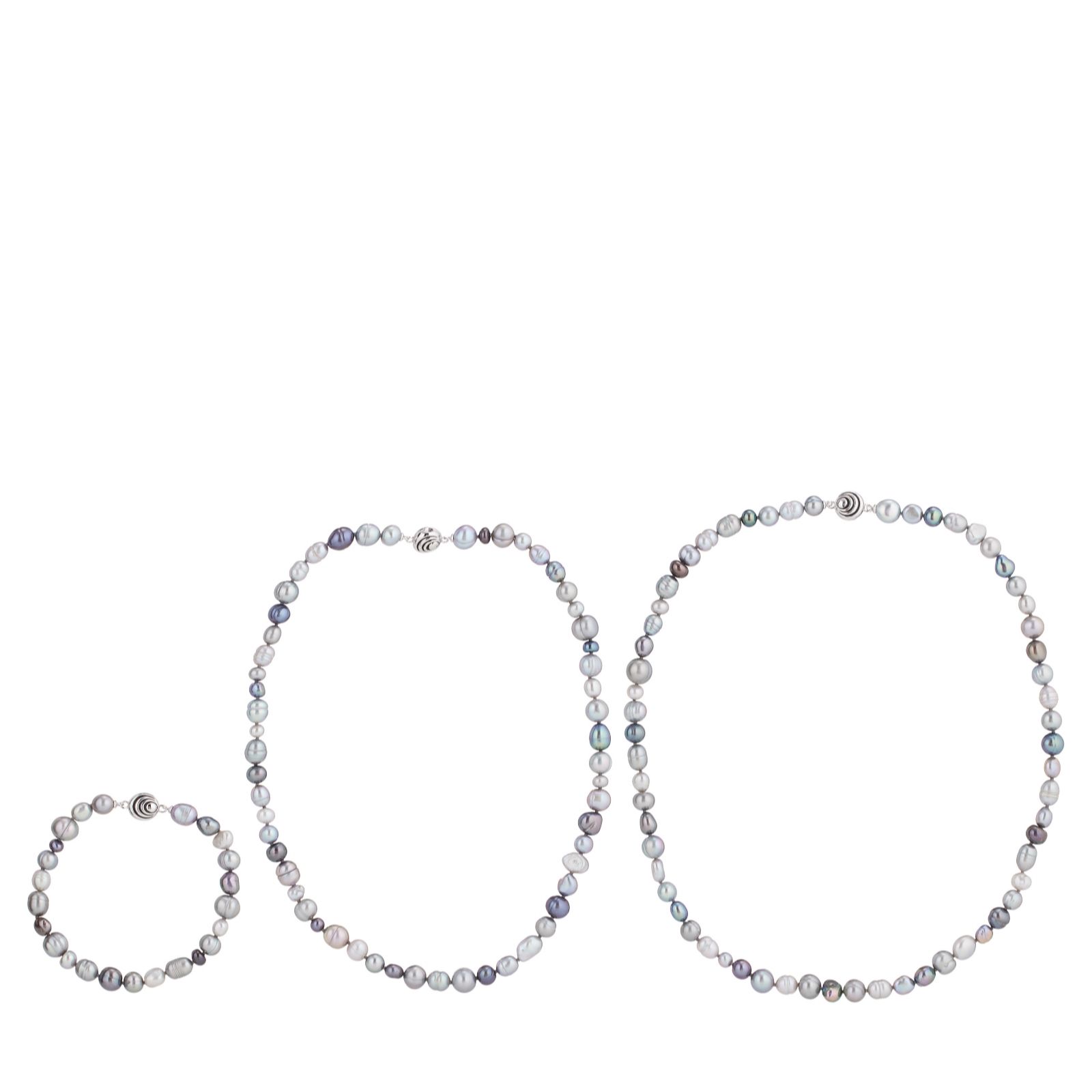Larapearl Black Mix Lara Pearl 5-9Mm Pearl Pourri Interchangeable Necklace And Bracelet...