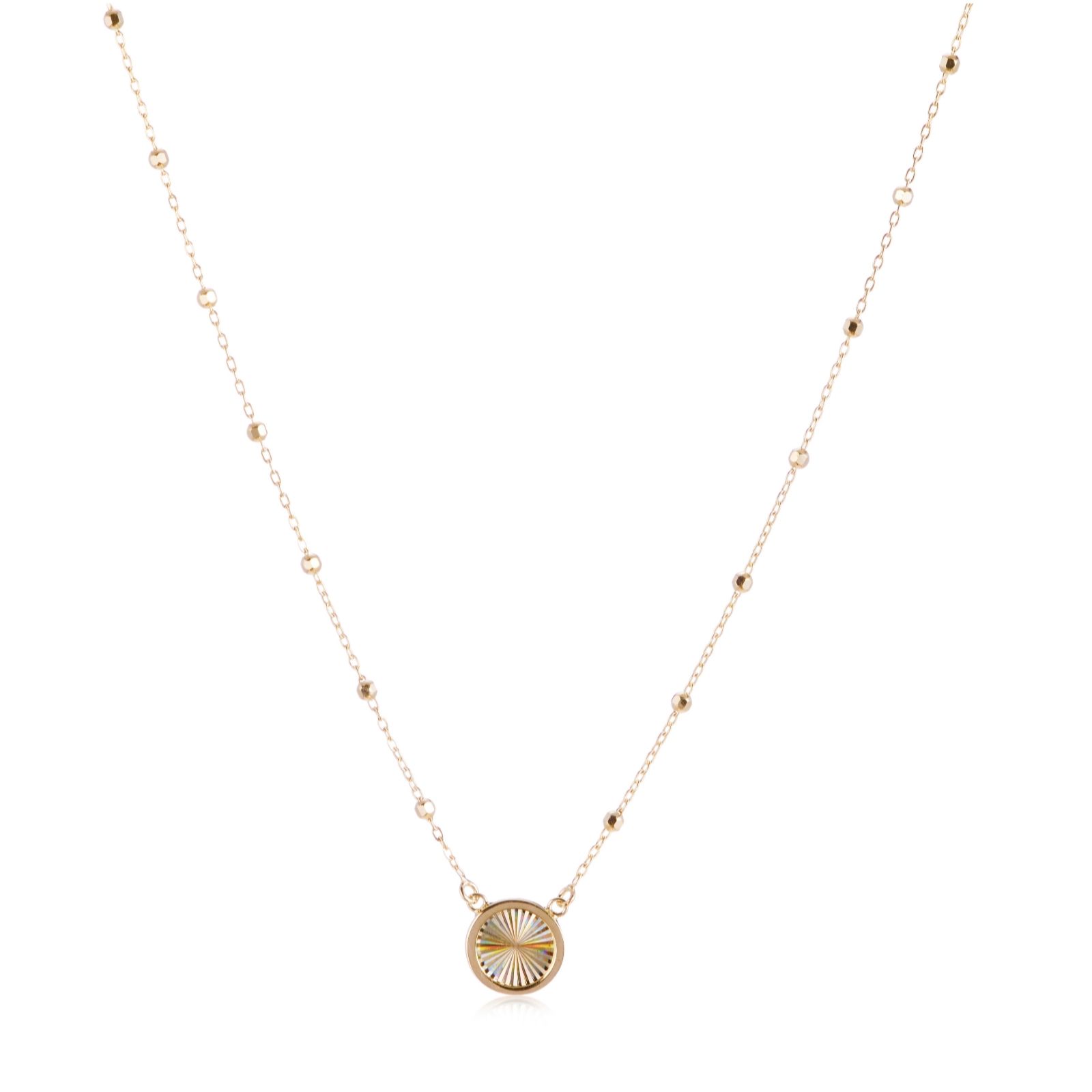 GOLD 9ct Yellow Gold Rainbow Circle Adjustable Trace and Ball Necklace