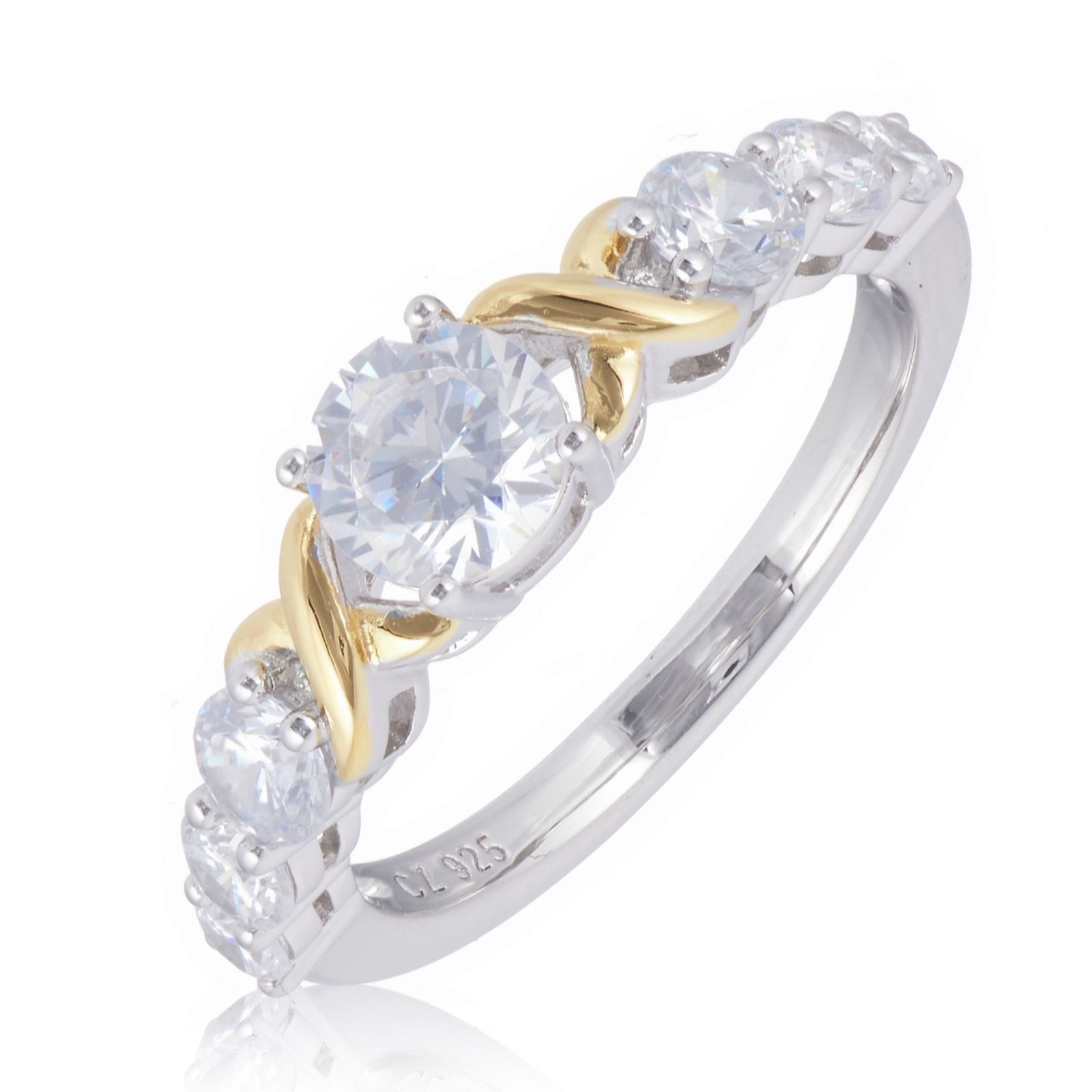 Diamonique 1.32 ct tw Kiss Ring Sterling Silver