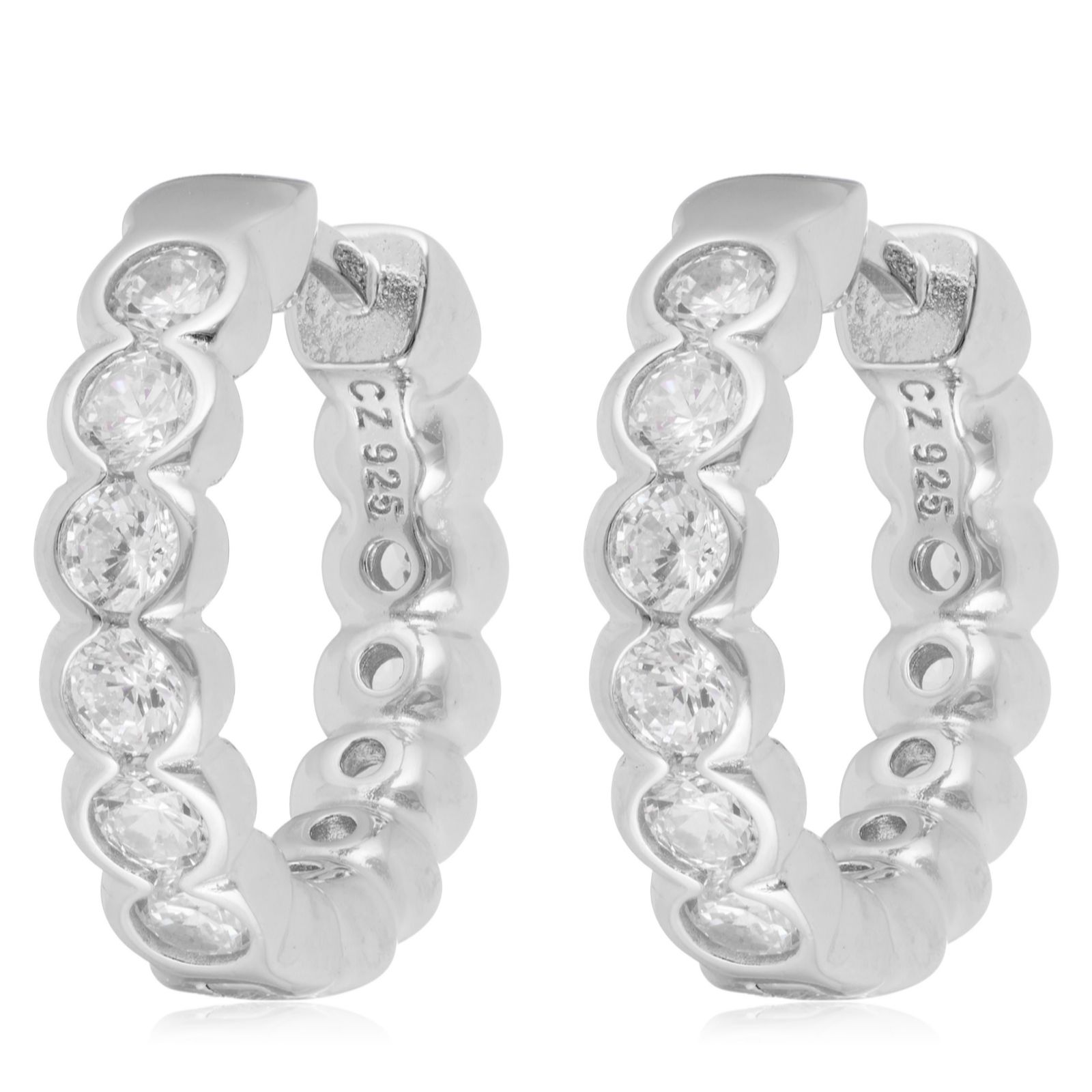 Diamonique 1.8ct tw Huggie Earrings Sterling Silver