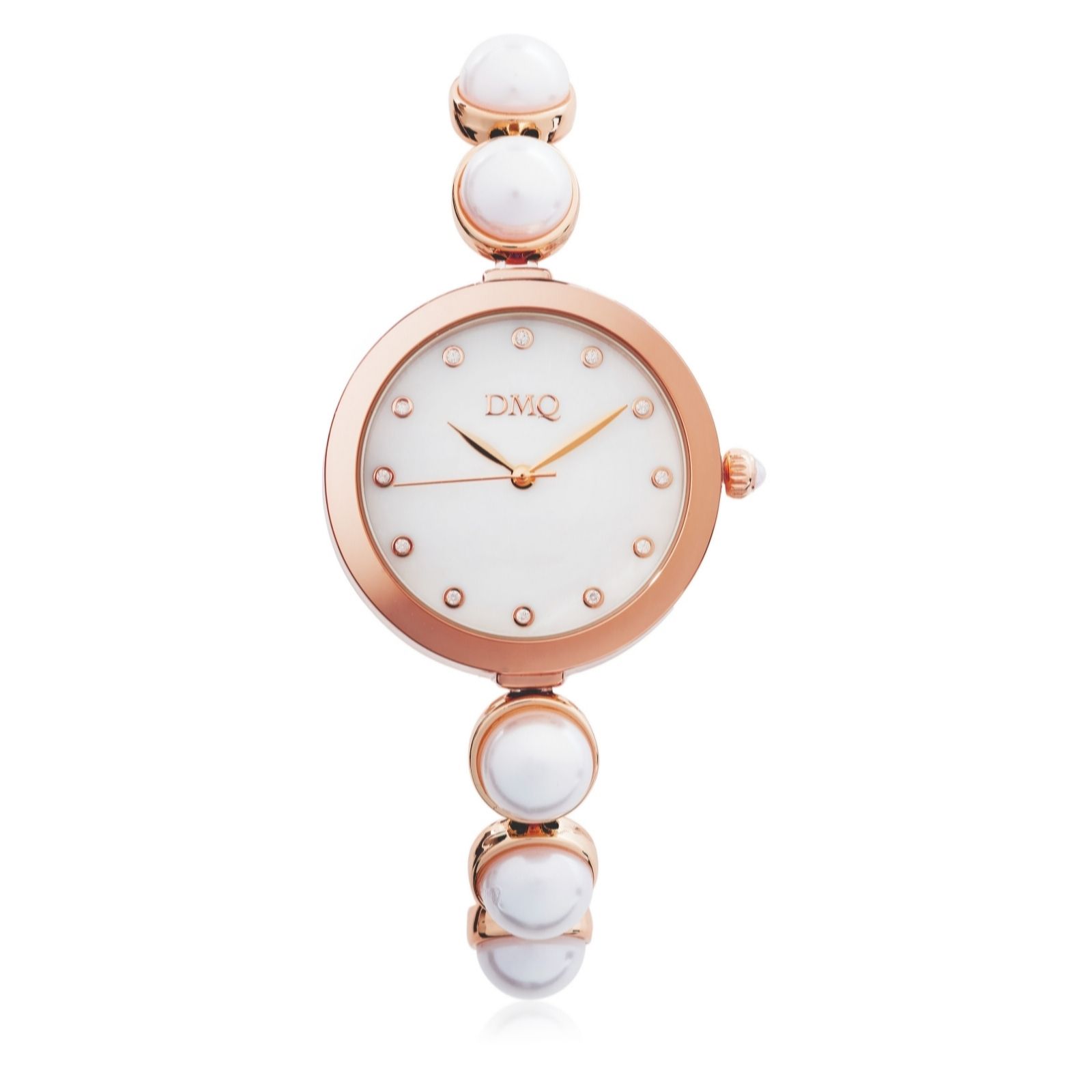 Diamonique 0.07ct tw Simulated Pearl Strap Watch