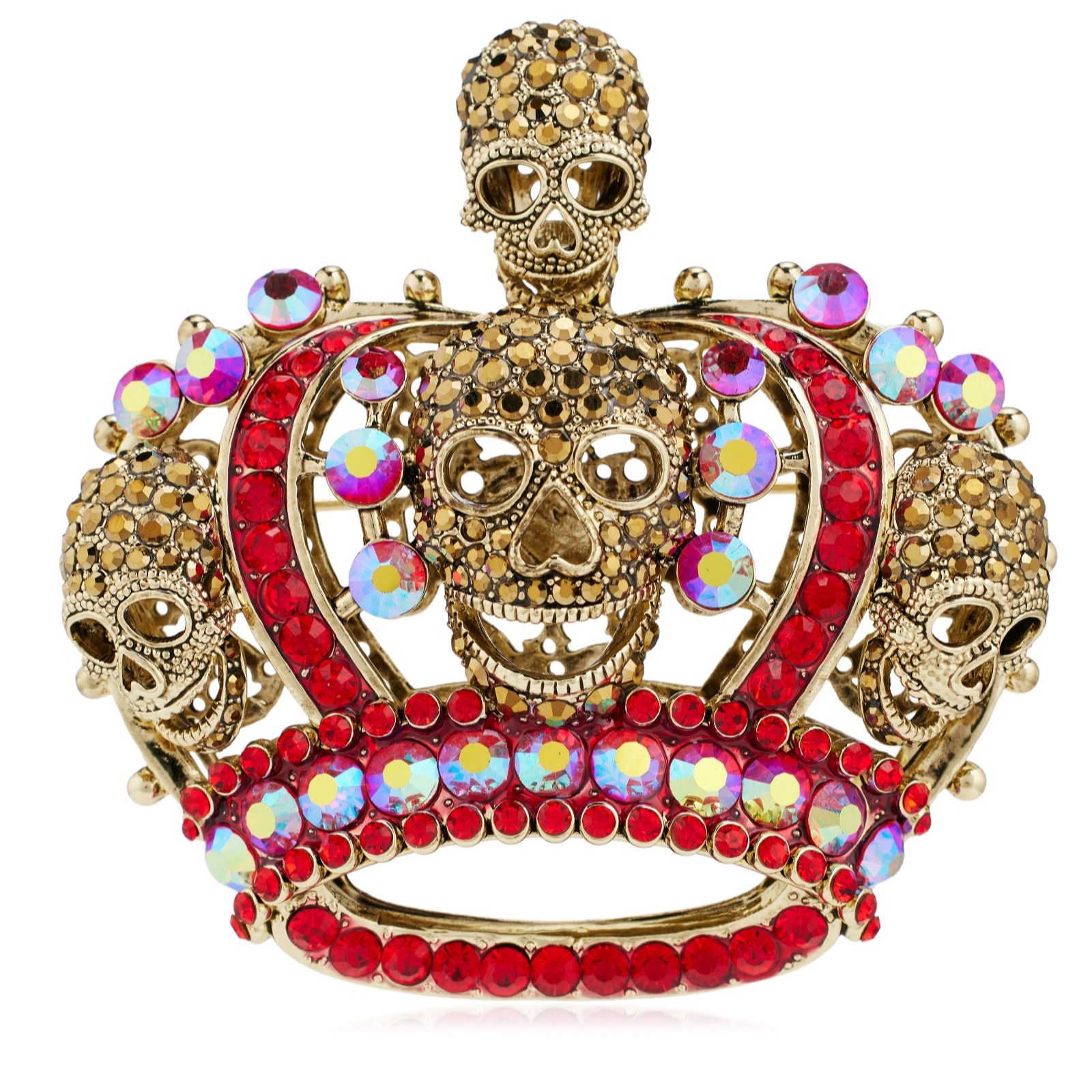 Butler & Wilson Jewellery Gold Butler & Wilsom Multi Skull And Crown Brooch