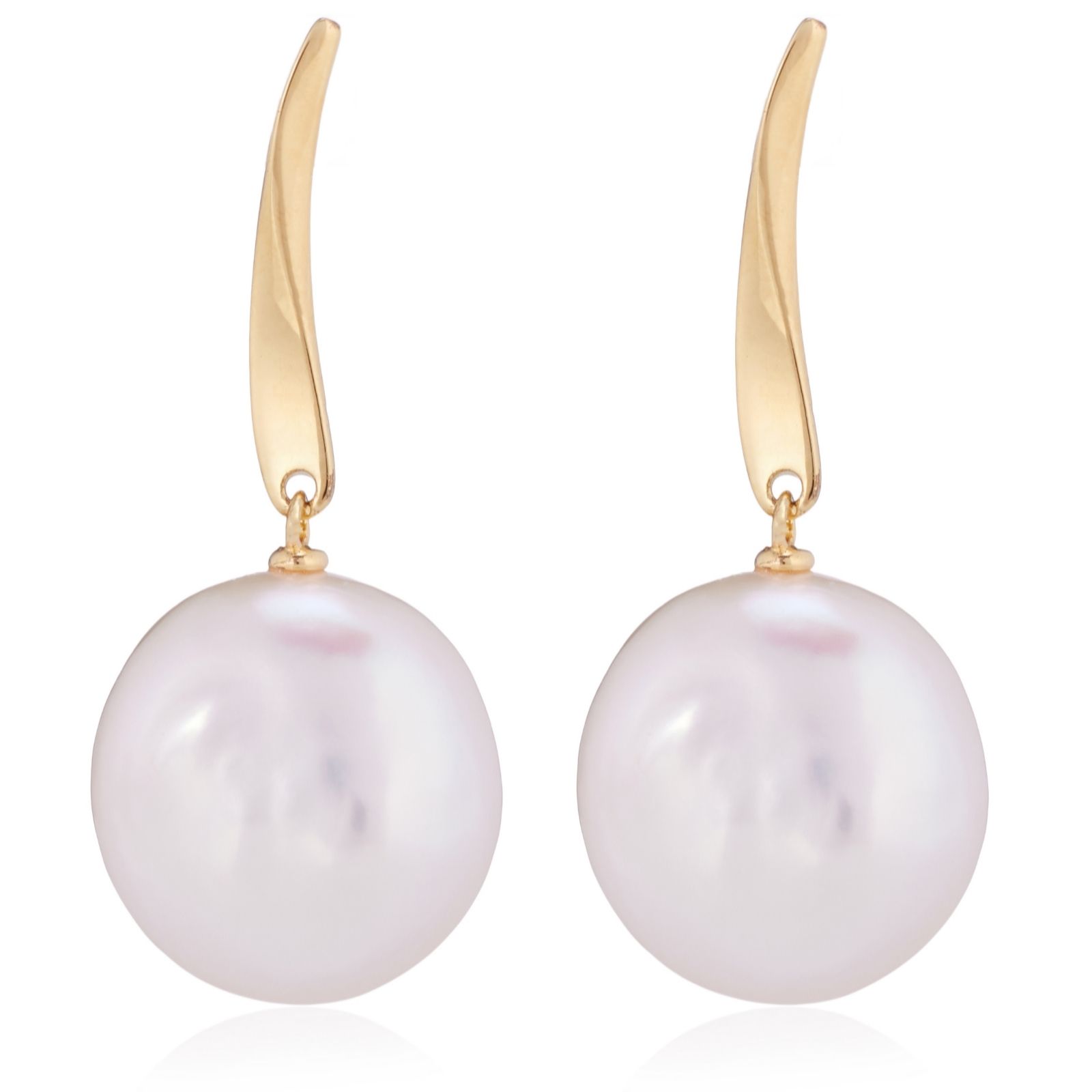 Larapearl Rhodium Plated Lara Pearl Private Reserve 14Mm Coin Pearl Drop Earrings Sterling S...