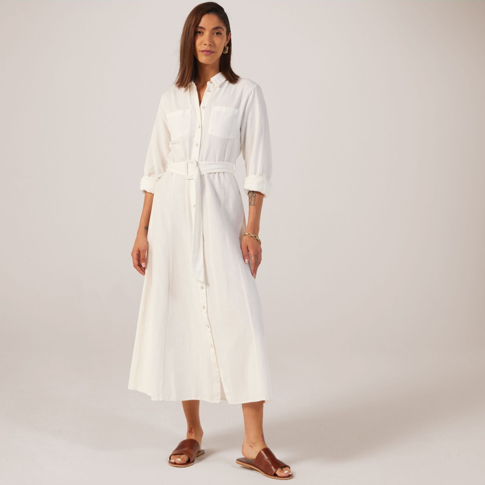 Only Linen Blend Ankle Length Dress